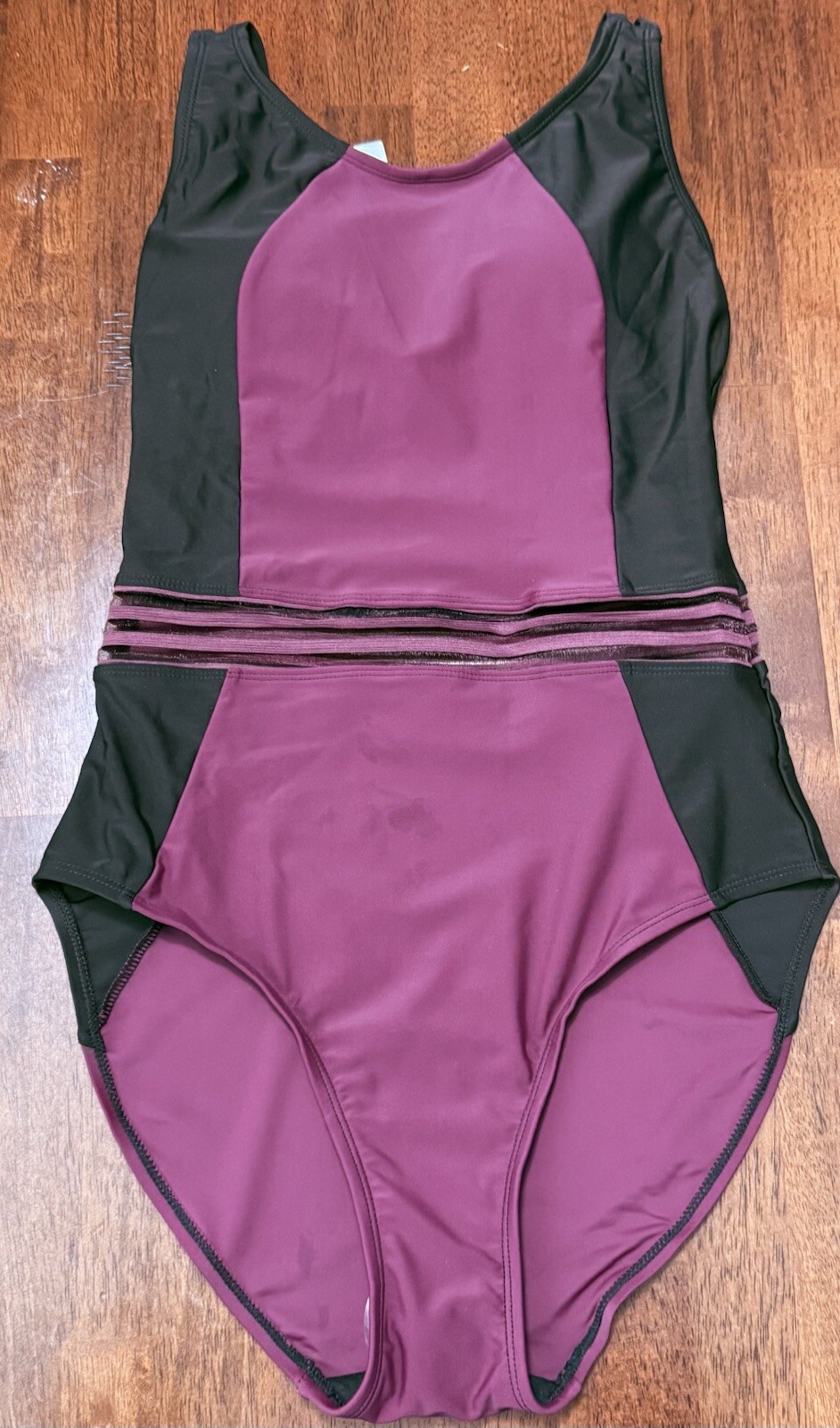 NEW NWT Long Tall Sally Mesh Colorblock Black Swimsuit Size UK 10 US 6 EU 38