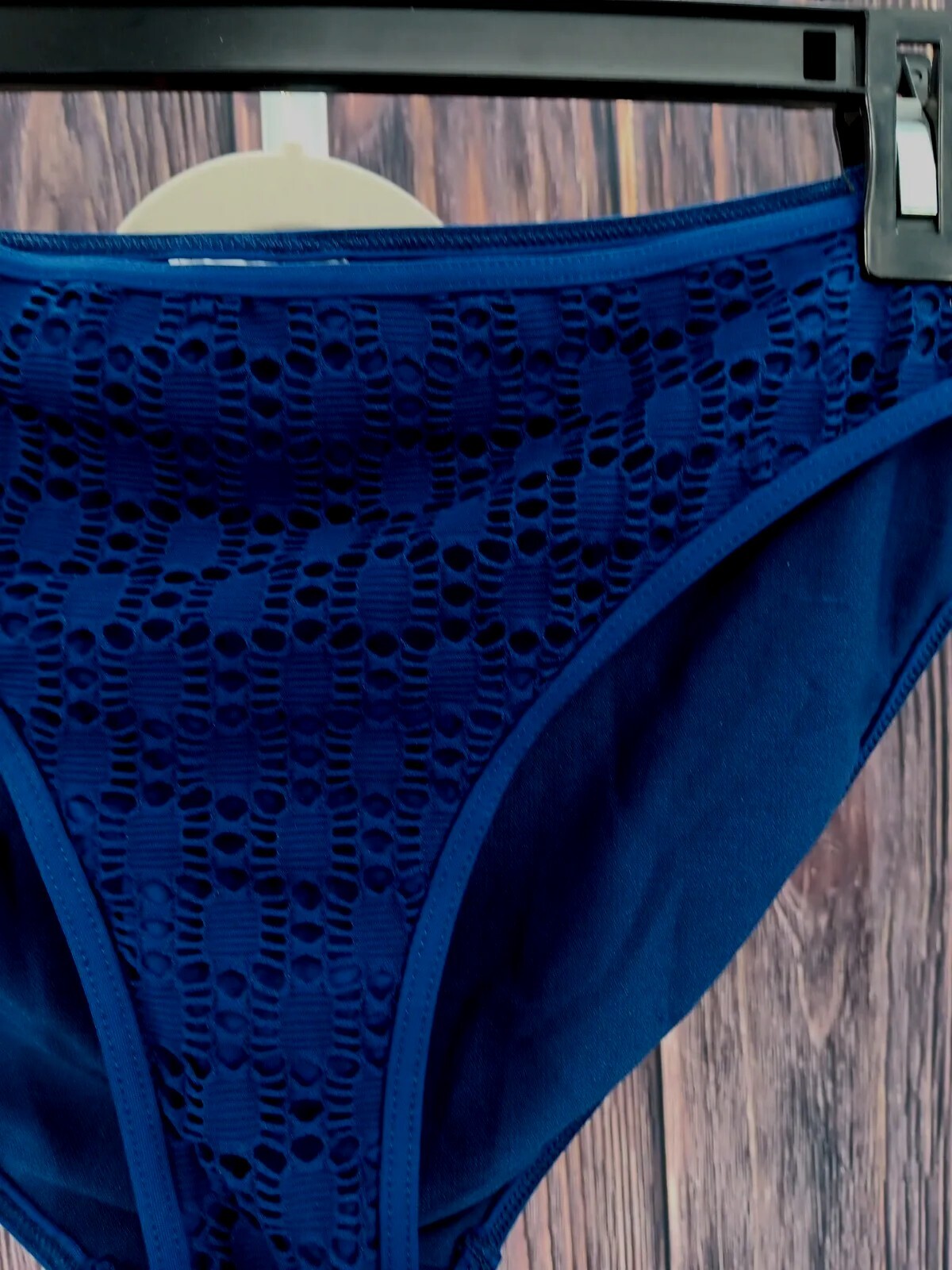 Kenneth Cole RECATION woman Crochet Hipster Bikini Swimsuit bottom Indigo, L AB2