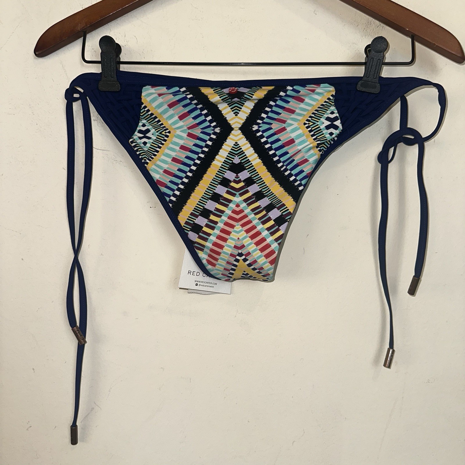 RED CARTER Azteca Bikini Swimsuit Bottom Womens Size Med Brass Ends Blue Beach
