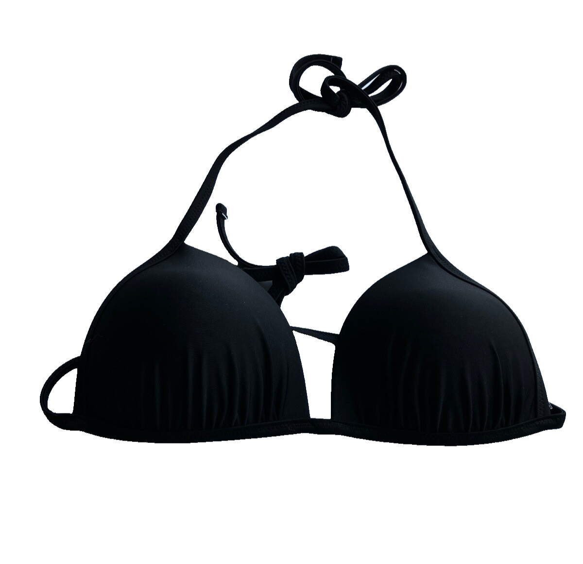 Aerie triangle halter neck tie back bikini top black S