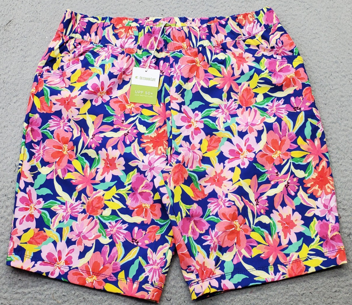 Outdoor Life Swim Trunk Shorts Womens Large Multi Floral Sun Protection UPF 50+