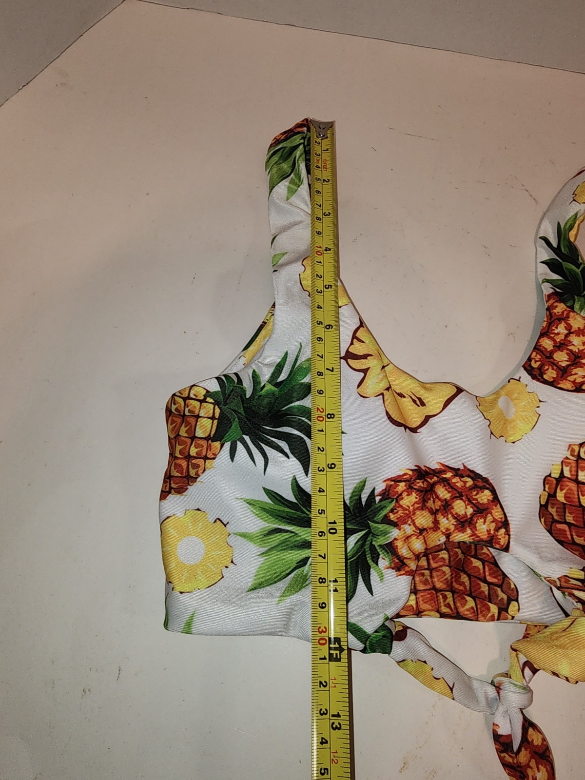 Bikini Top Pineapple Pattern Sports Bra Style Padded Womens Small