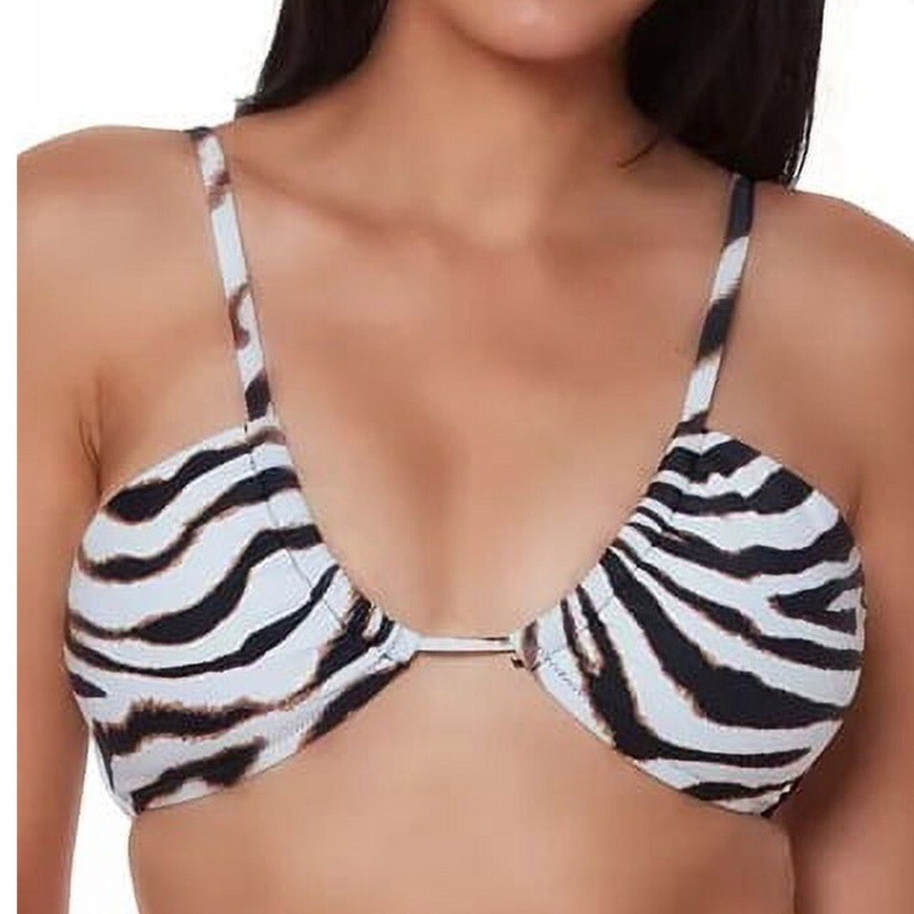 Bar III Animal Print Convertible Bikini Top and High Rise Bottoms NWT Medium