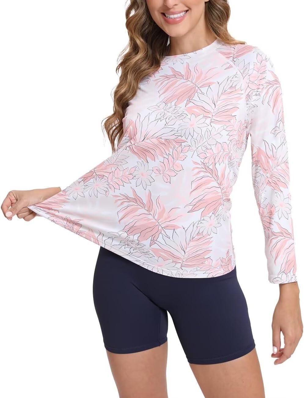 Women’s UPF 50+ Long Sleeve Rash Guard Top Lightweight Swim Shirt for Surfing