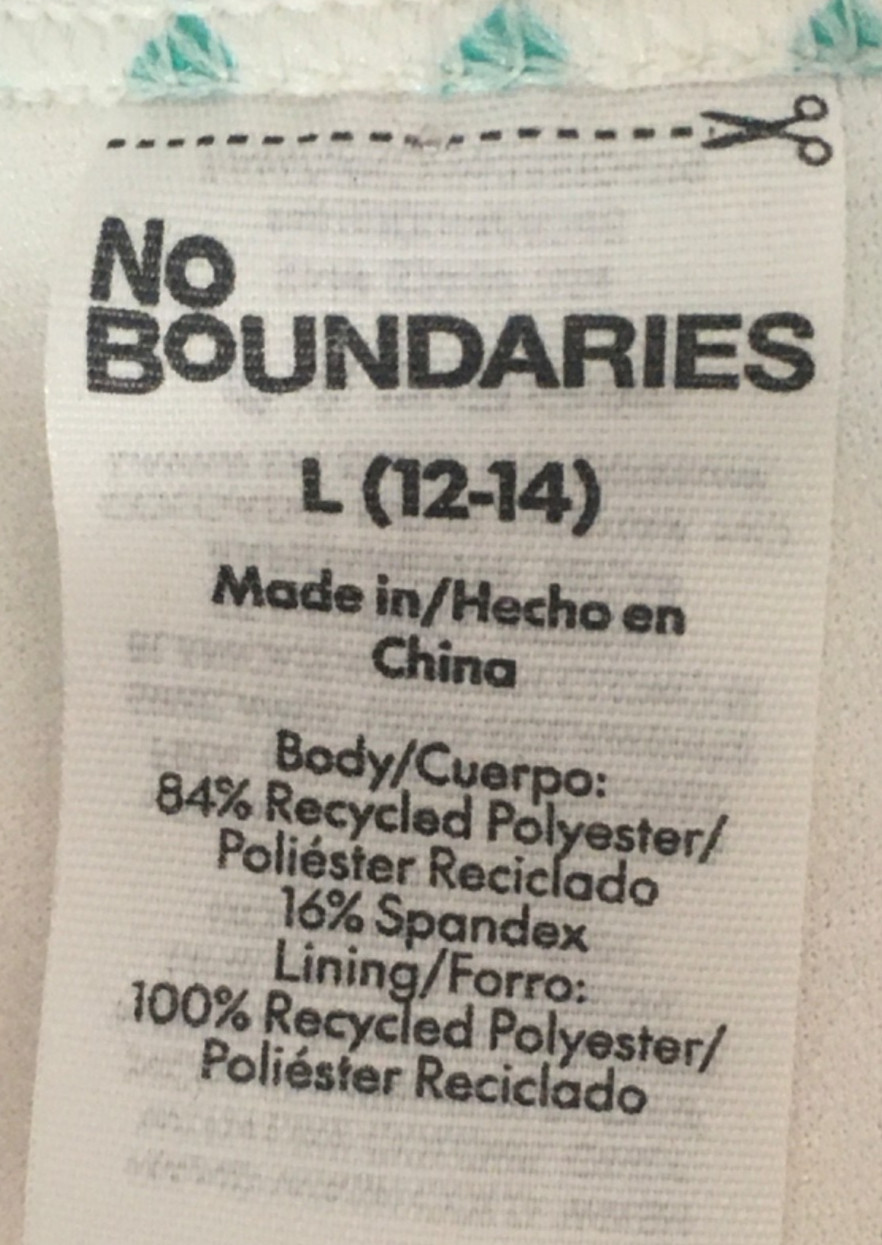 No Boundaries String Bikini Bottom Size L 12 to 14 Tropical Flowers Charms New