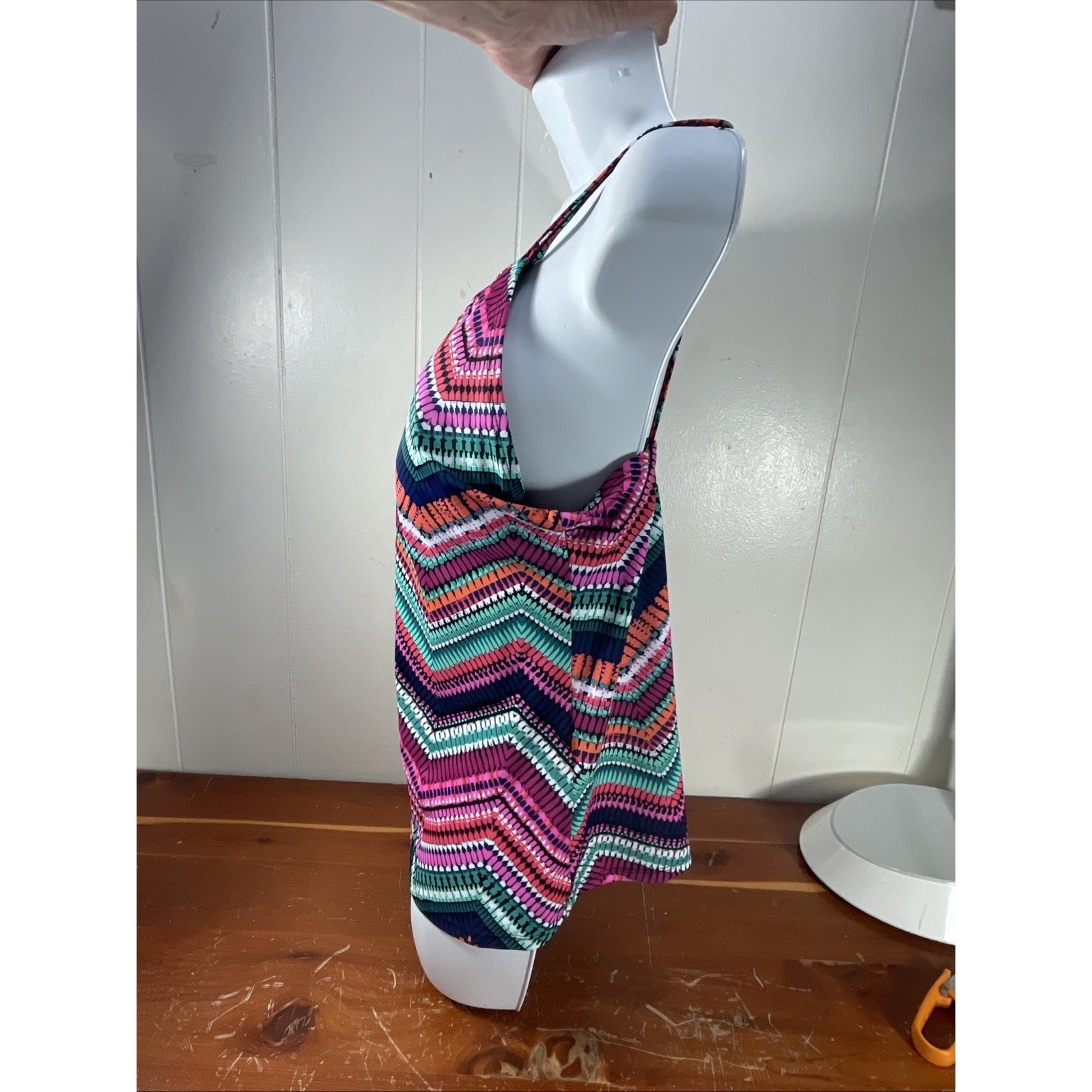 NWT AMERICAN BEACH Geometric boho PADDED Tankini Top 12 beach pool