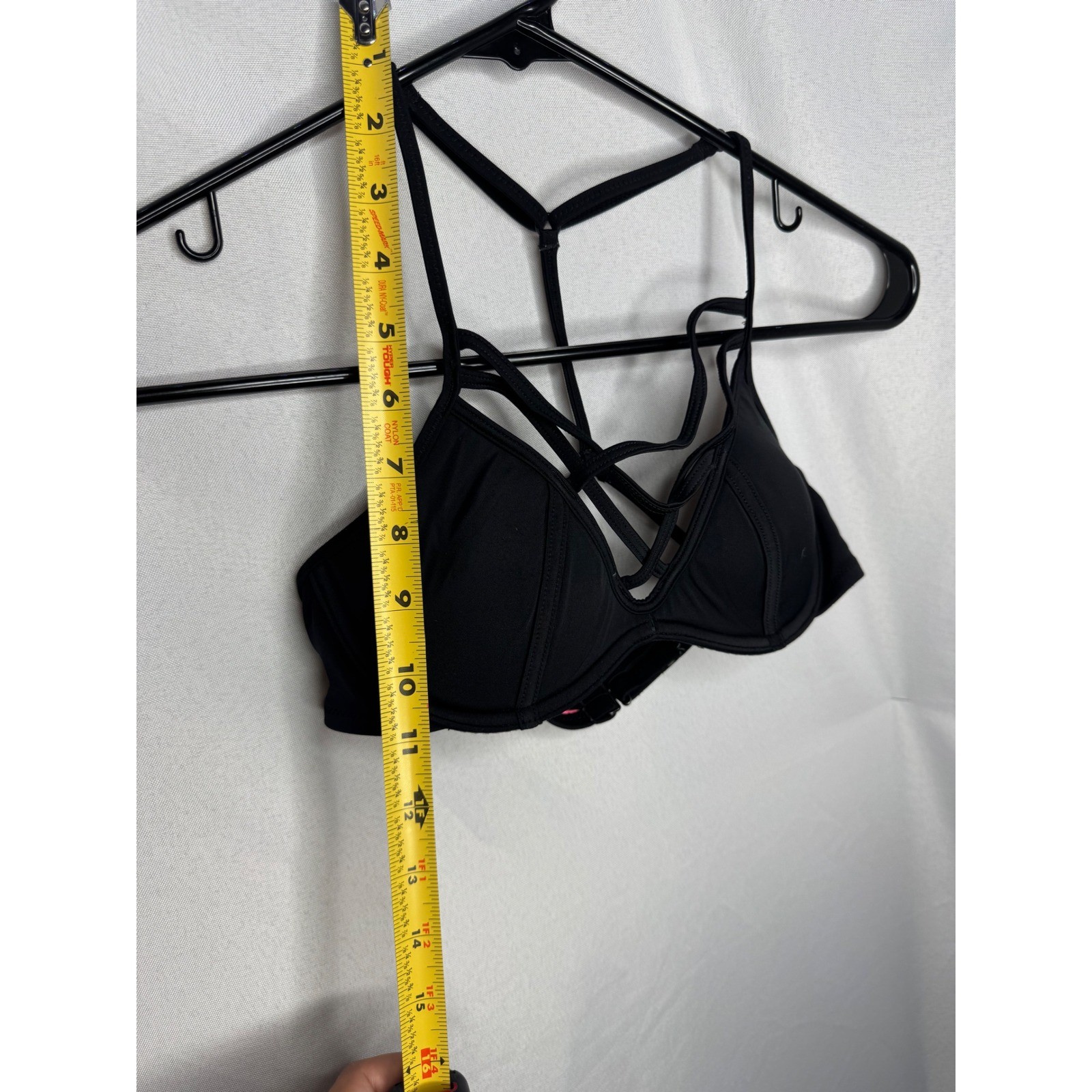 VS Black Strappy Cage Bikini Set Underwire T-Back Top and Cutout Bottoms Womens