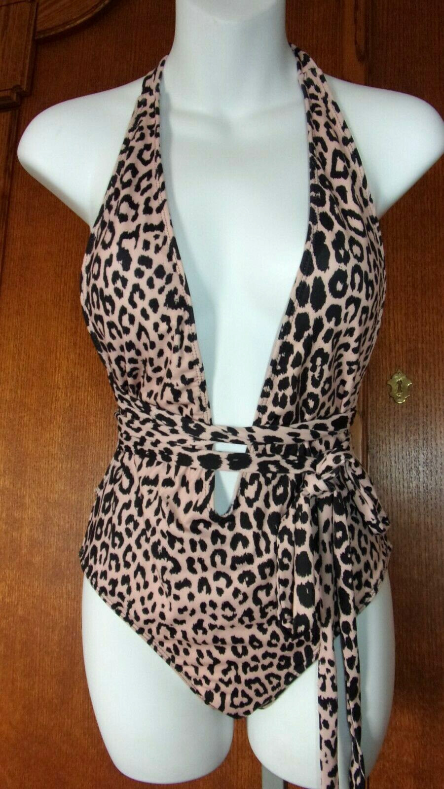 NWOT – SUPER SEXY One Piece Swimsuit, size S – Cheetah Print / Deep “V” Front