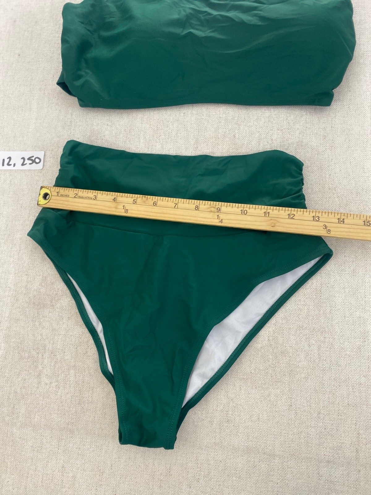 Two Piece Bikini Swim Set Womens Medium Green One Shoulder High Rise Stretch