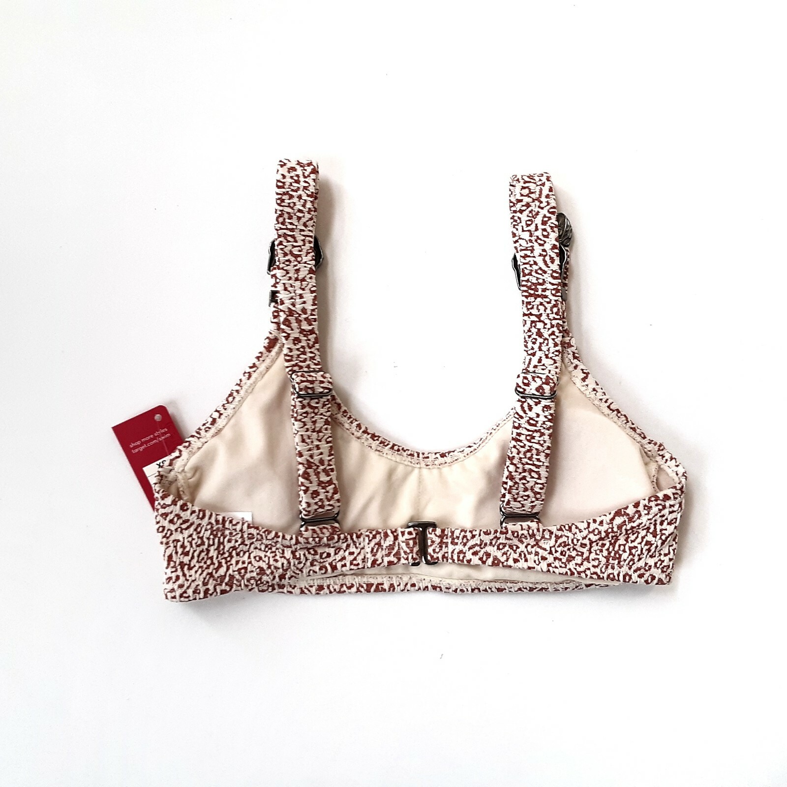 Xhilaration Juniors’ Textured Buckle Strap Bralette Bikini Top XS Animal Print