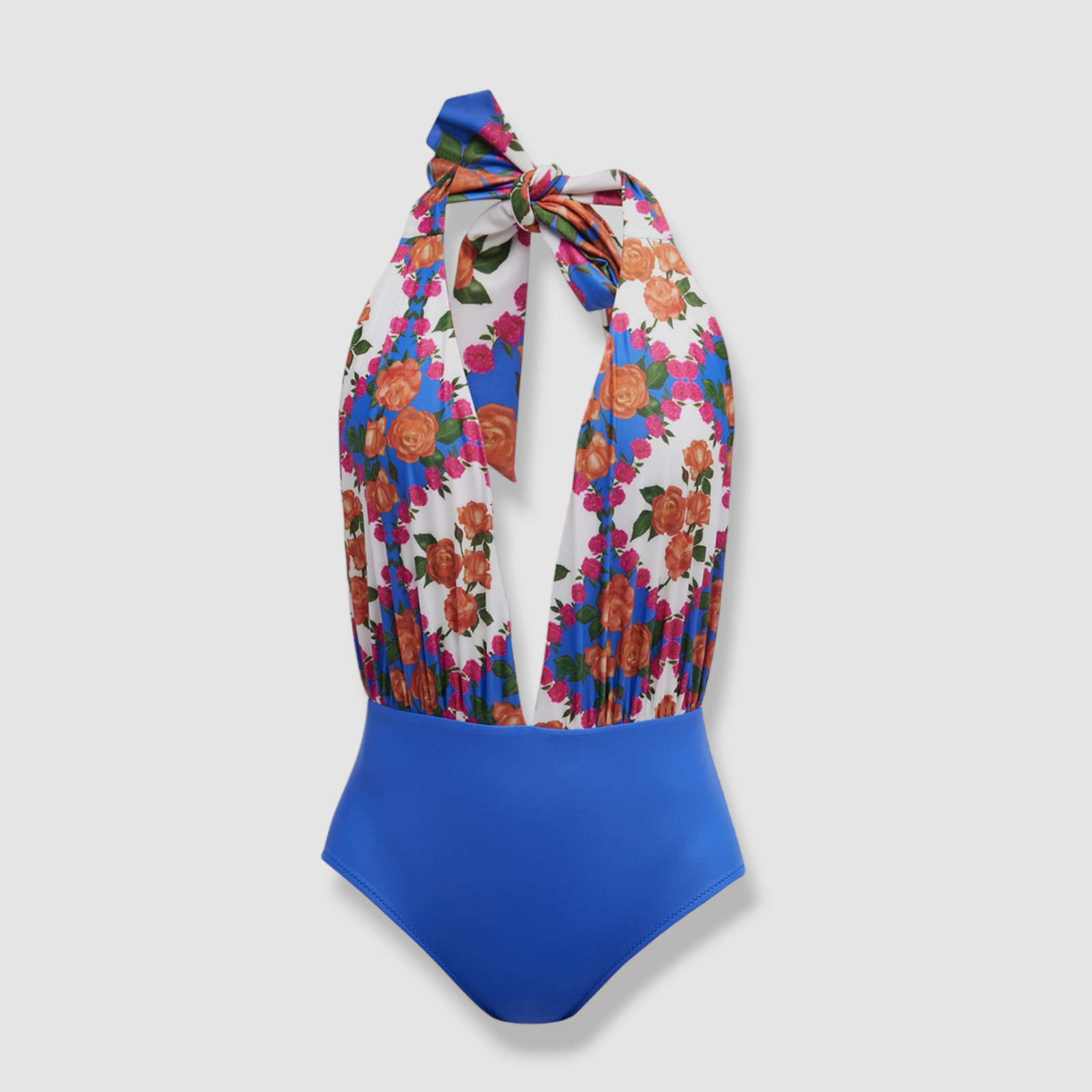 $350 Verandah Women’s Blue Plunge-Neck Maillot One-Piece Swimsuit Size XL