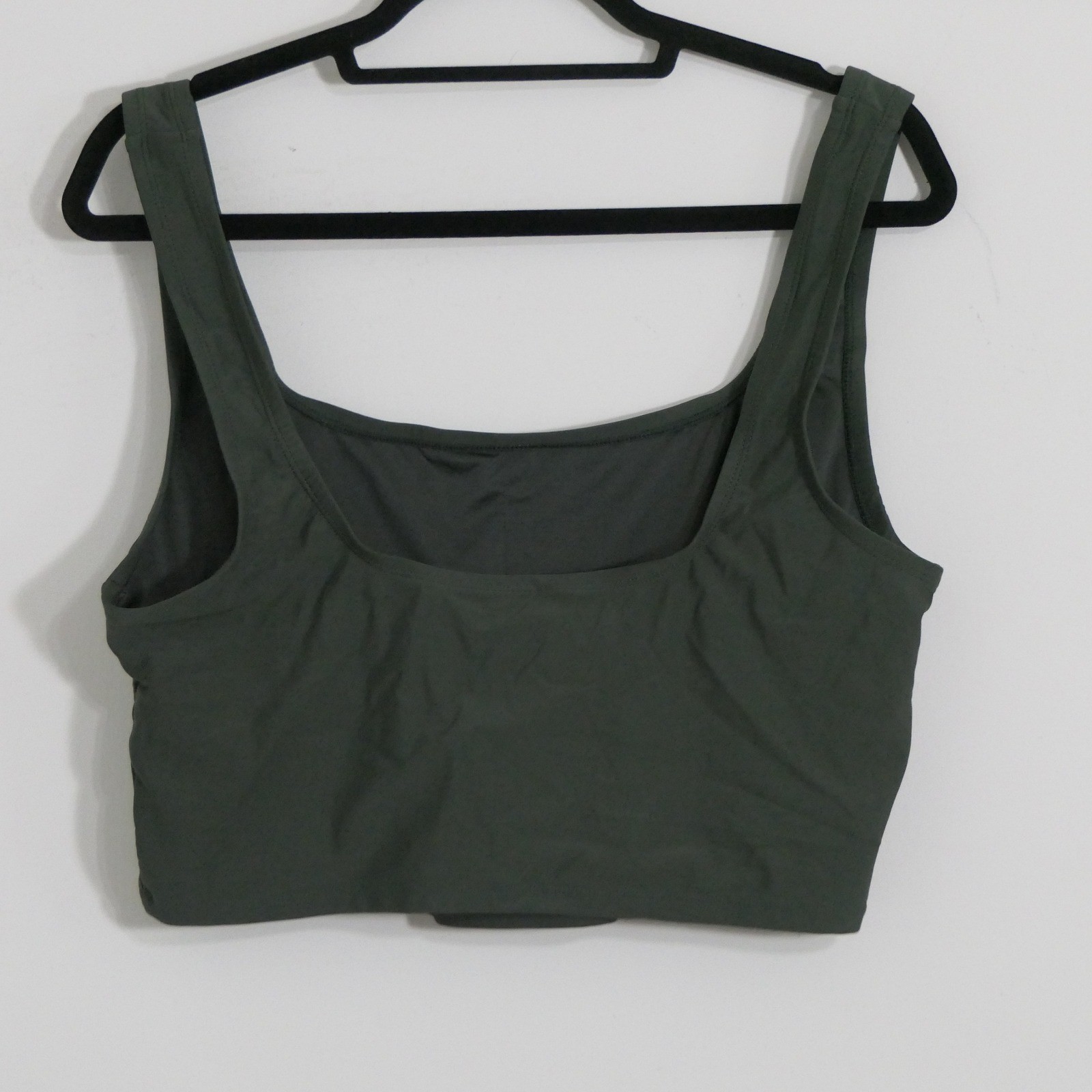 Fashion Nova Womens Swim Top M Olive Green Sporty Square Neck Tank Minimalist