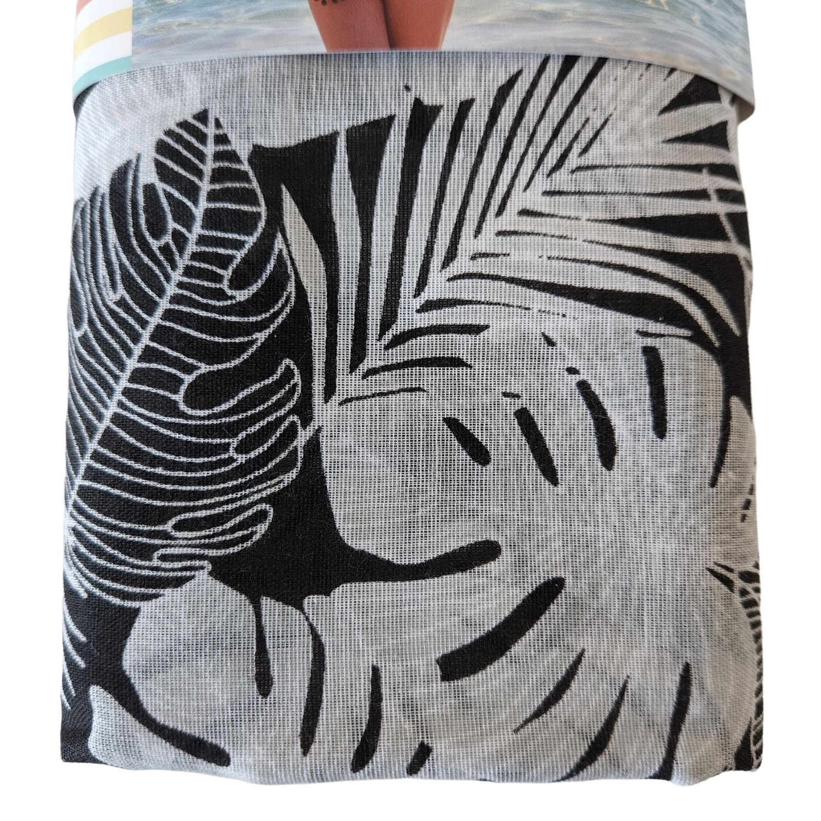 Grey Black Palm Print Fabric 2 Yards + beach pool cover up Tunic Pattern
