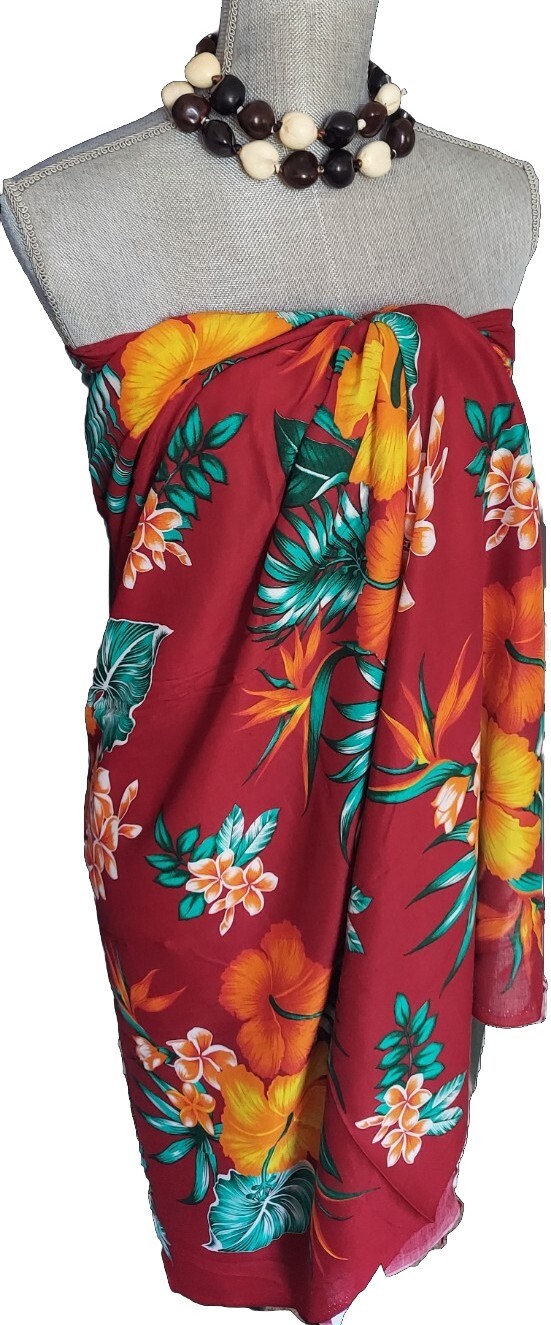 Pareo Summer Bathing Suit Bikini Cover Up Sarong Pareo Lava Wrap Blood Orange