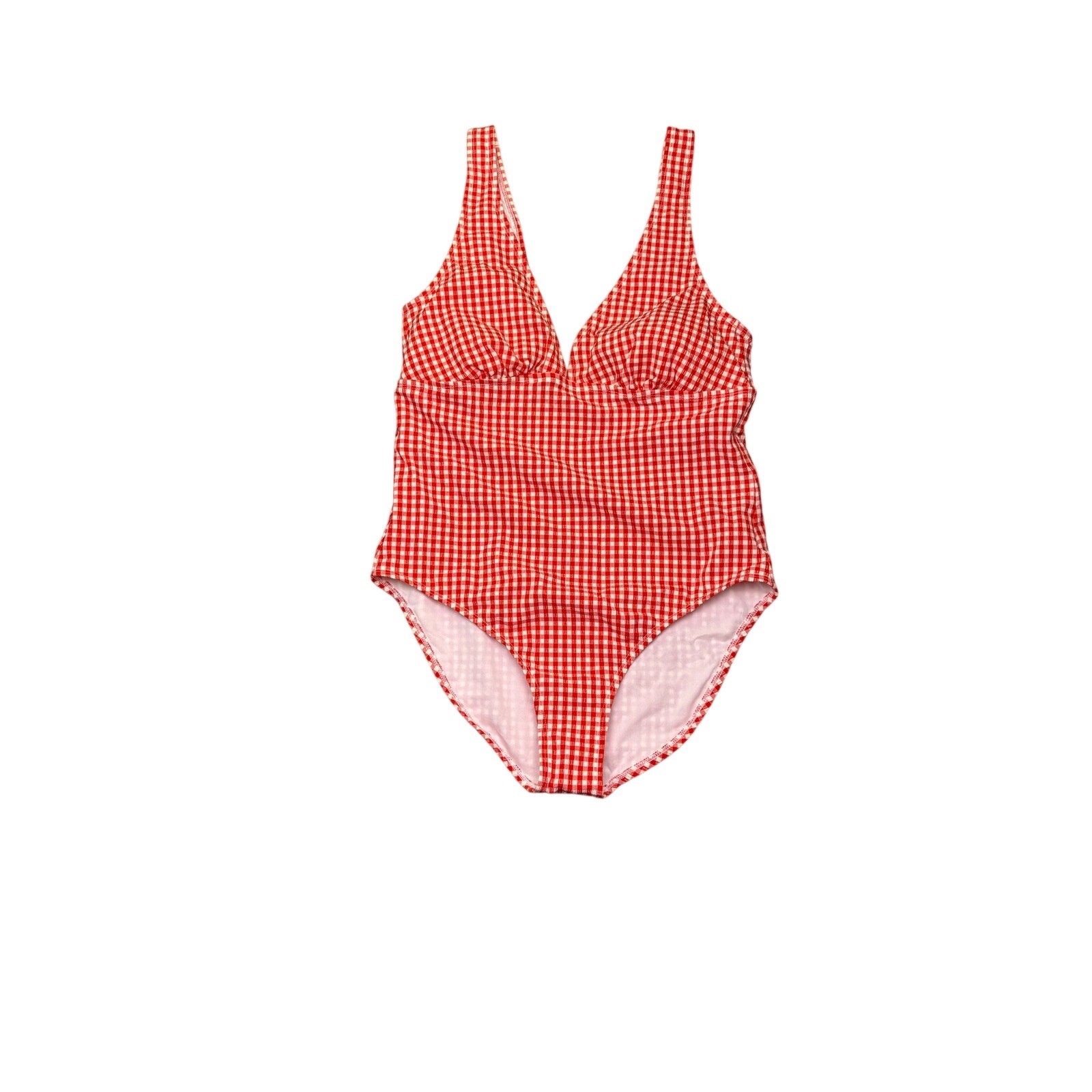 Shade & Shore Red White Gingham One Piece Swimsuit Women’s L 12-14 NWT Padded