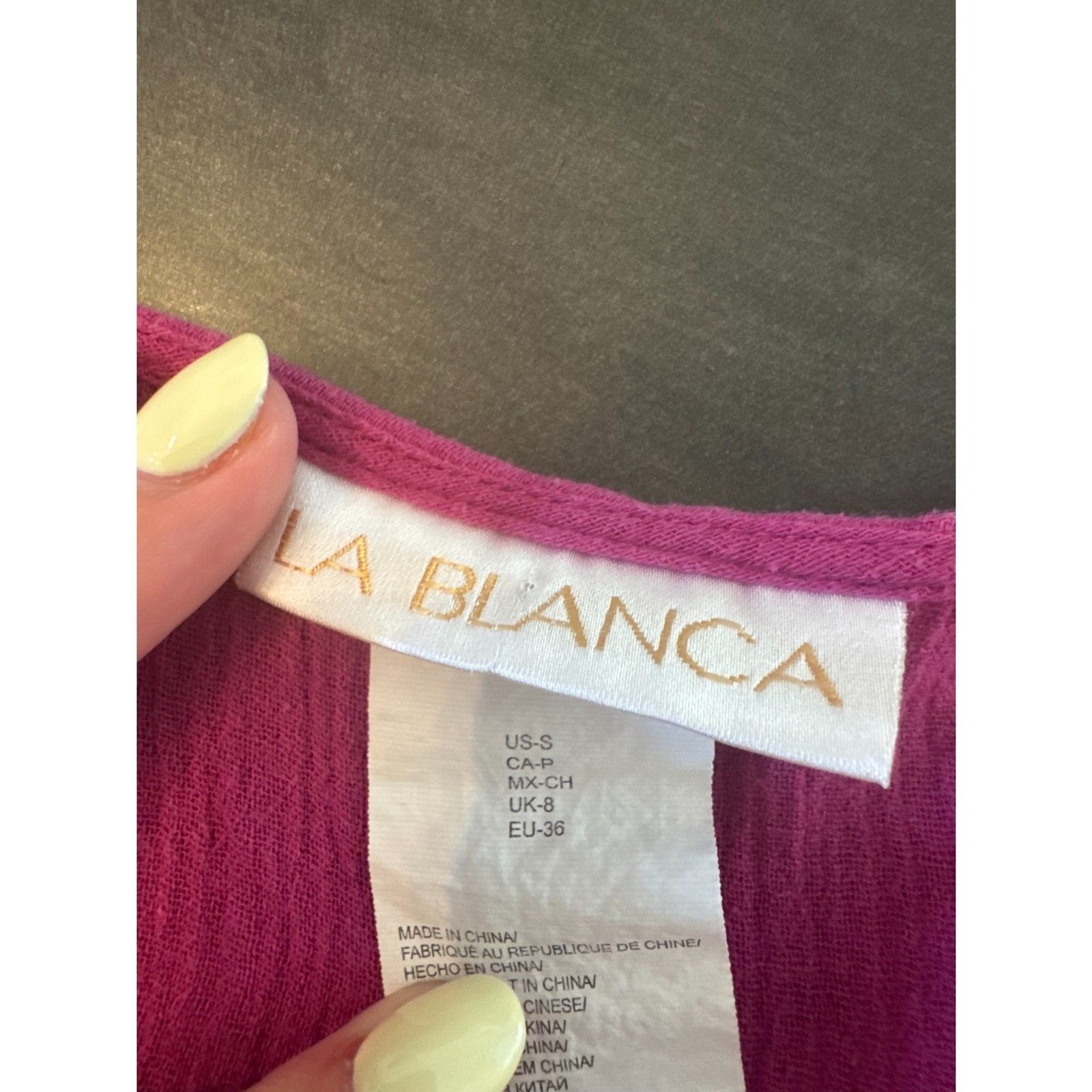 La Blanca Fuchsia Lace Trim Crinkle Tunic Cover-Up | Size Small