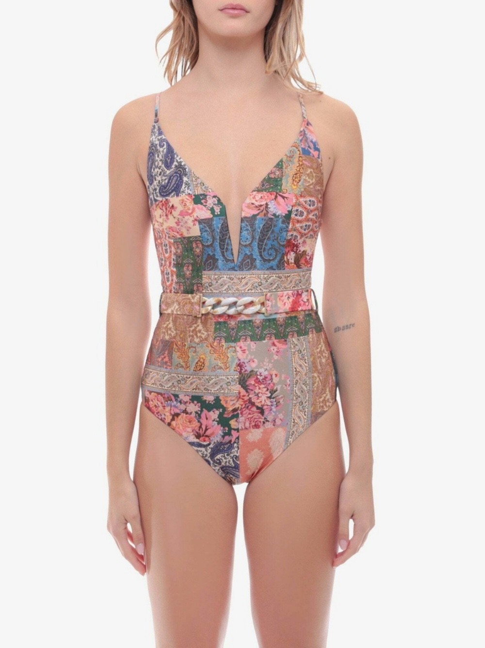 Zimmermann one-piece multicolor floral swimsuit with belt size IT40