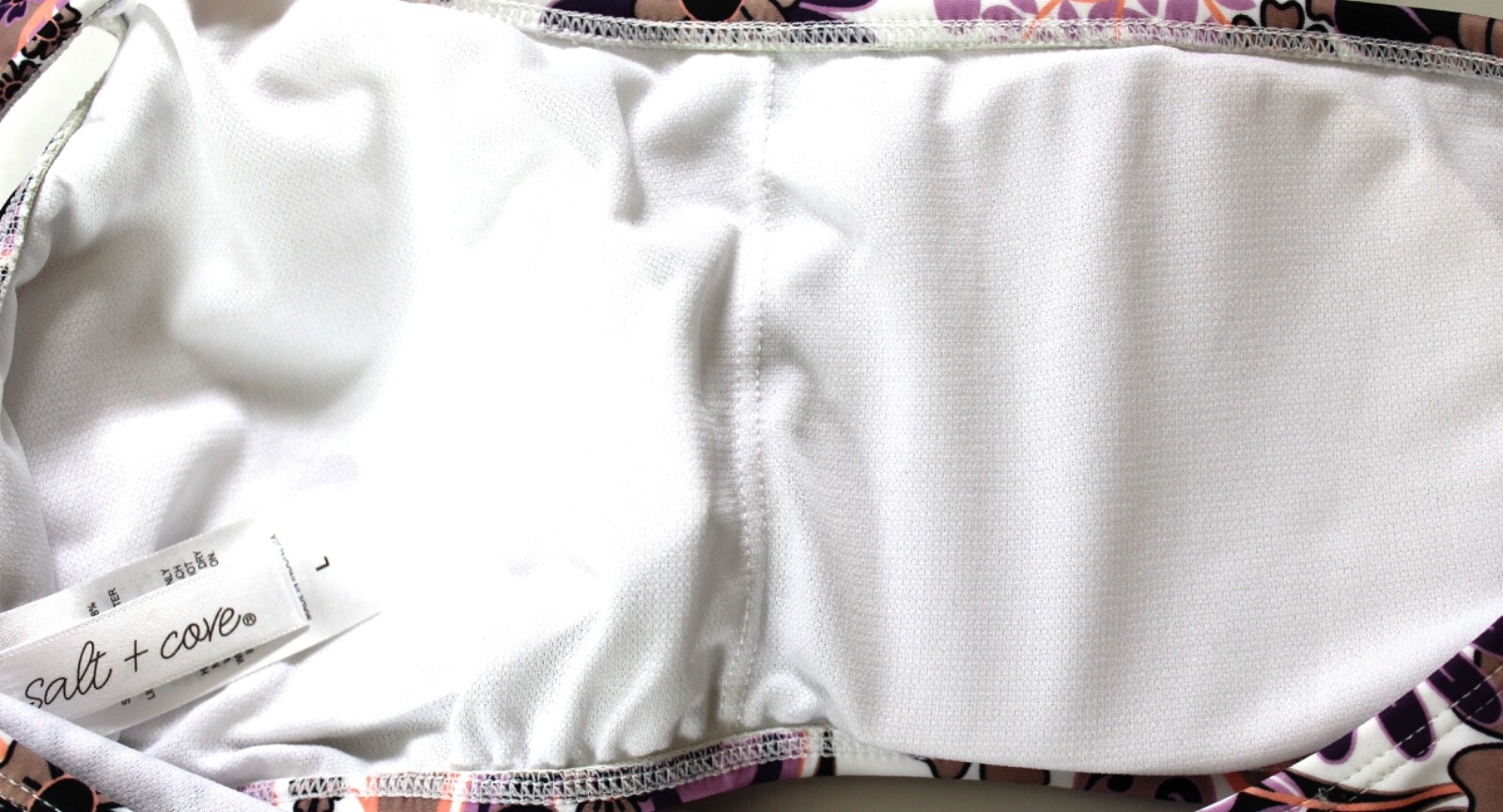SALT+COVE Junior One Shoulder Bikini Top Size Large Lavender/Taupe Retail $24.99