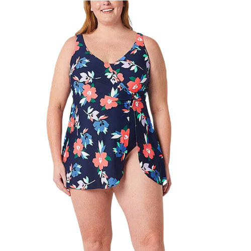 Liz Claiborne Womens Navy Floral Swim Dress Plus Sizes 20W, 22W Msrp $109.00 New