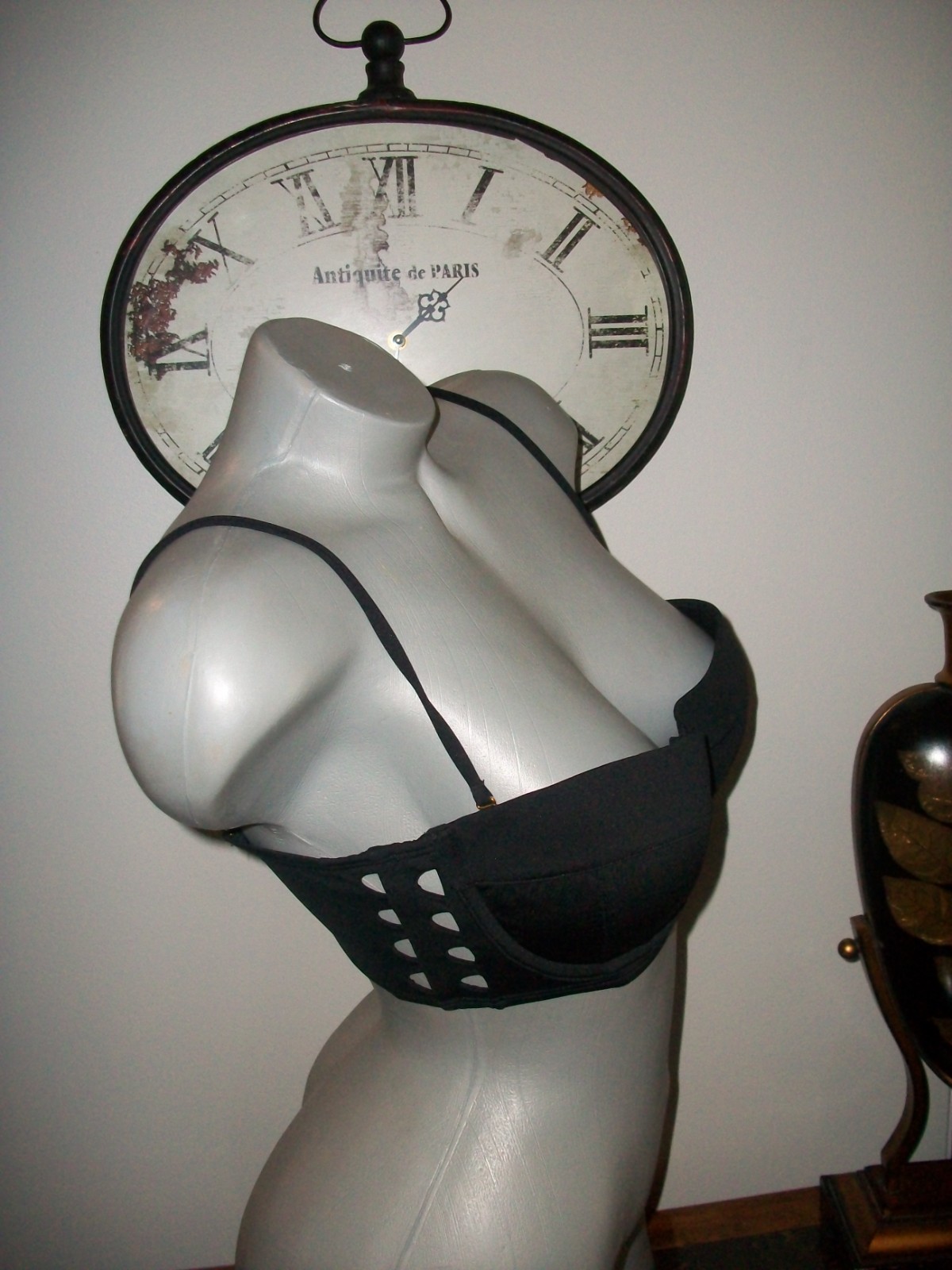 NWOT Victoria Secret 34C Black Matte Corset Swimsuit Bikini Top