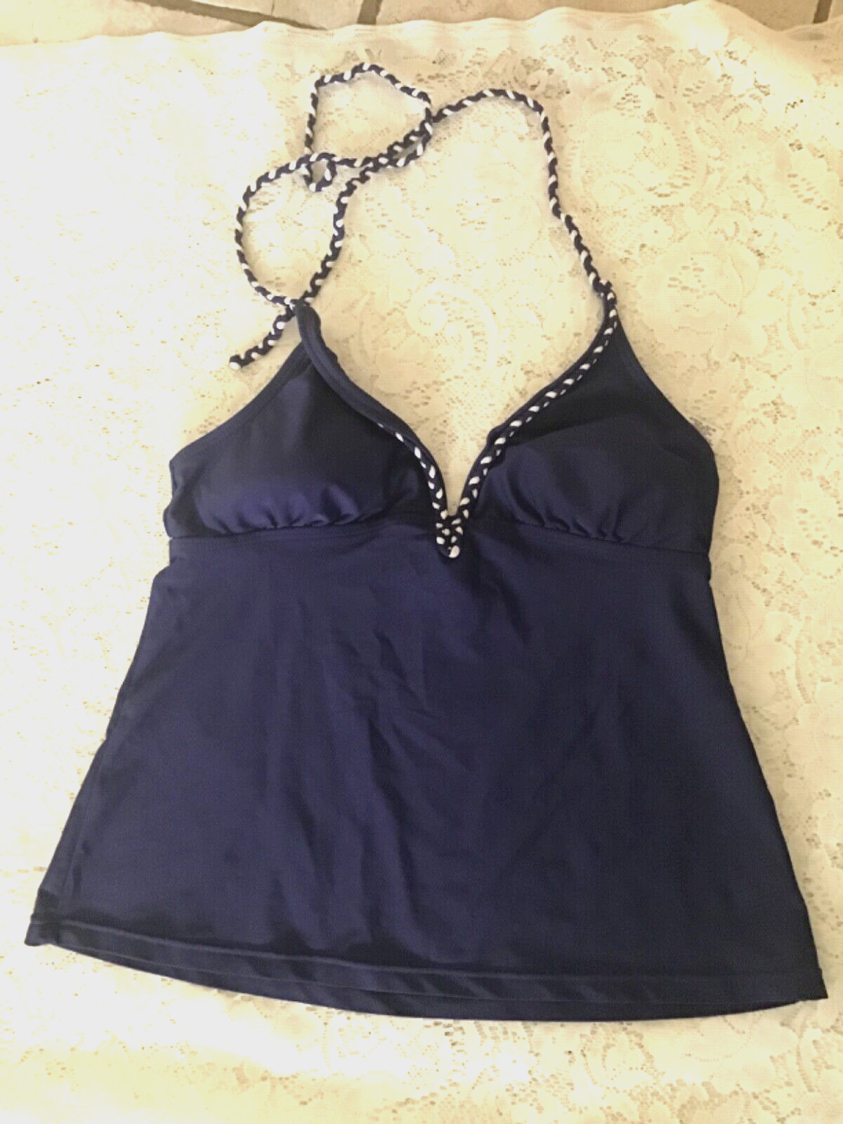 Wessino Navy Tankini Top Medium 82% Nylon 18% Spandex NWOT