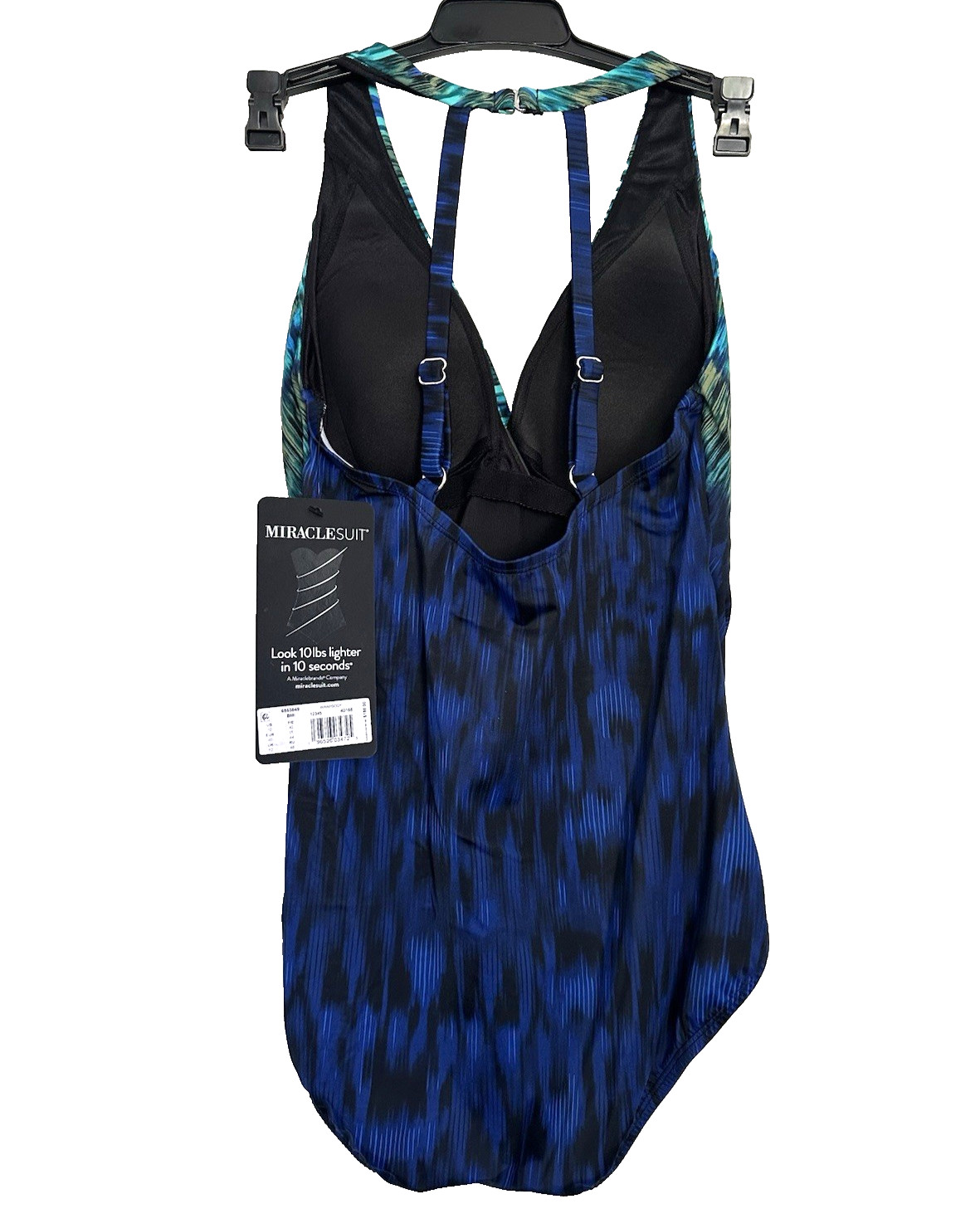NWT MIRACLESUIT Sz 8 Wrapsody Blue Green One-Piece Slimming Swimsuit $198