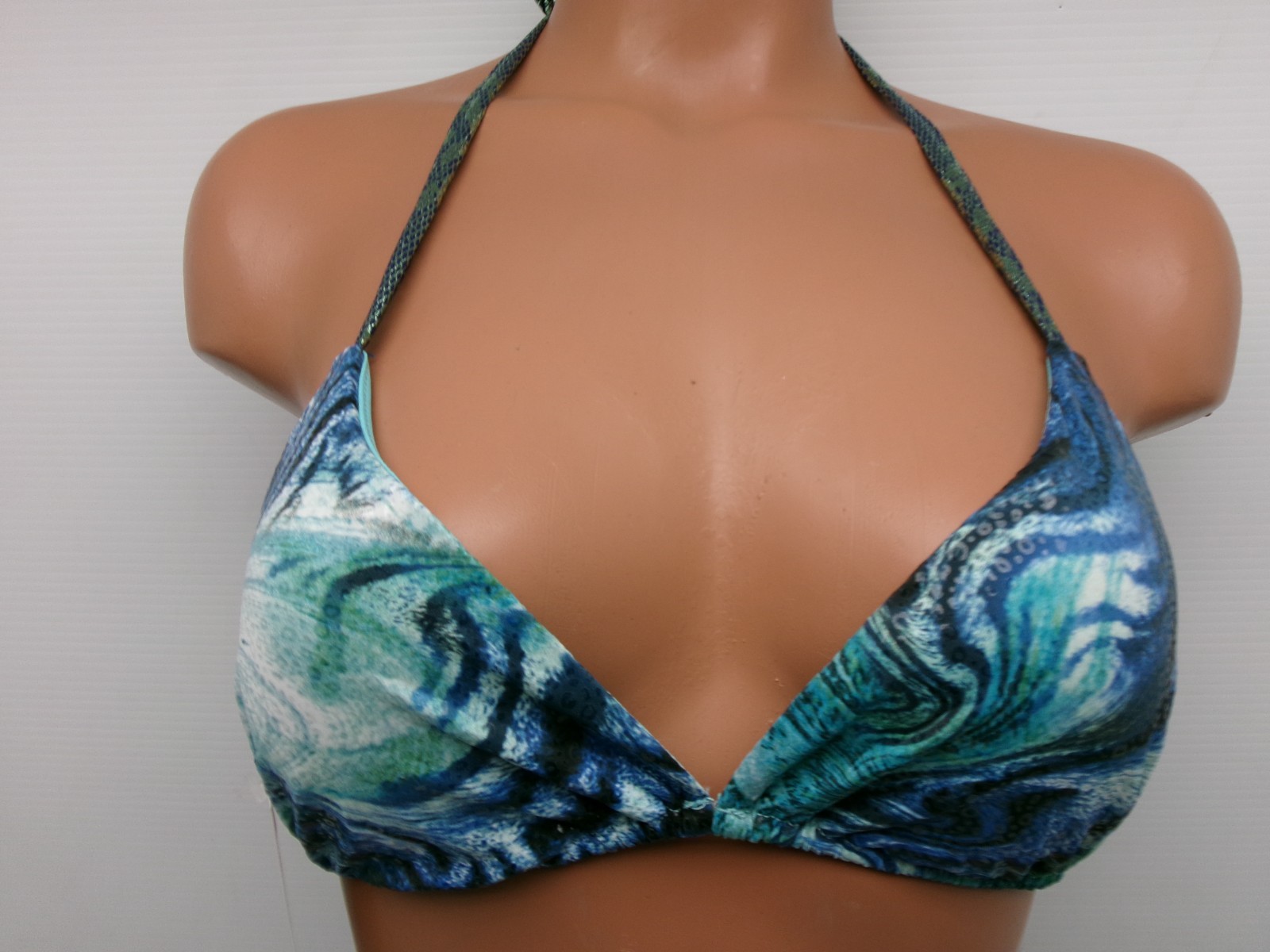 Sauvage Mermaid Triangle Bikini Top W Shimmery Neck Ties Size Small Item#334La