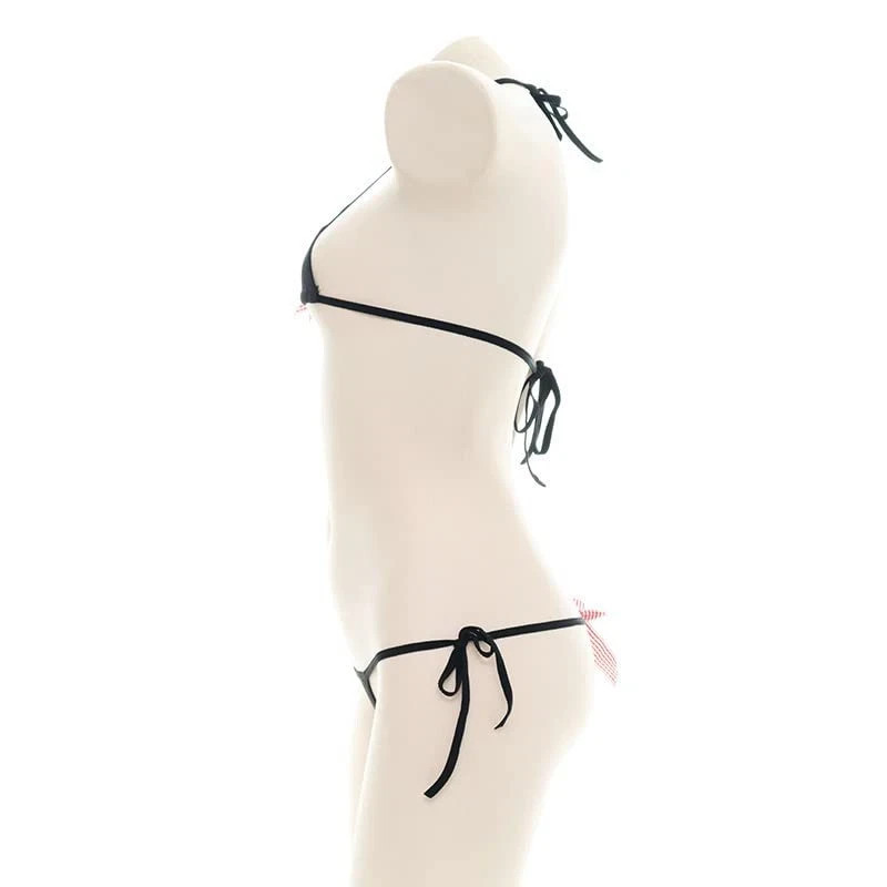 Extreme Slutty Micro Bikini Ice Silk Sex Stripper Thong Tie Strap Bow One Size