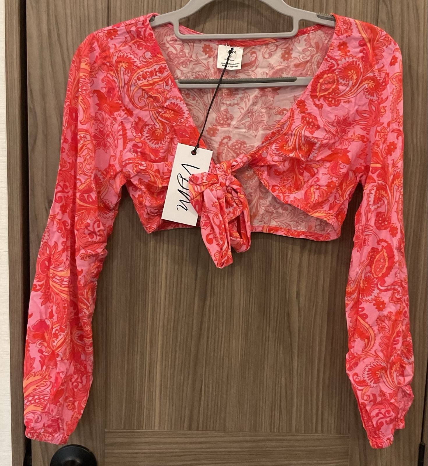 NWT VDM swim & Resort Womens Long Sleeve Cropped Blouse Size XS
