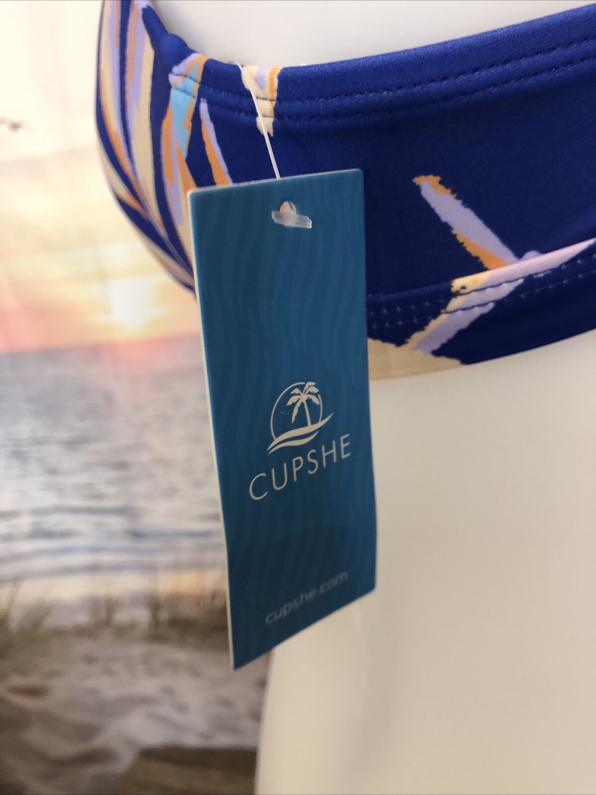 NWT Cupshe Womens Bikini Set Size Large Blue Floral Purple Orange