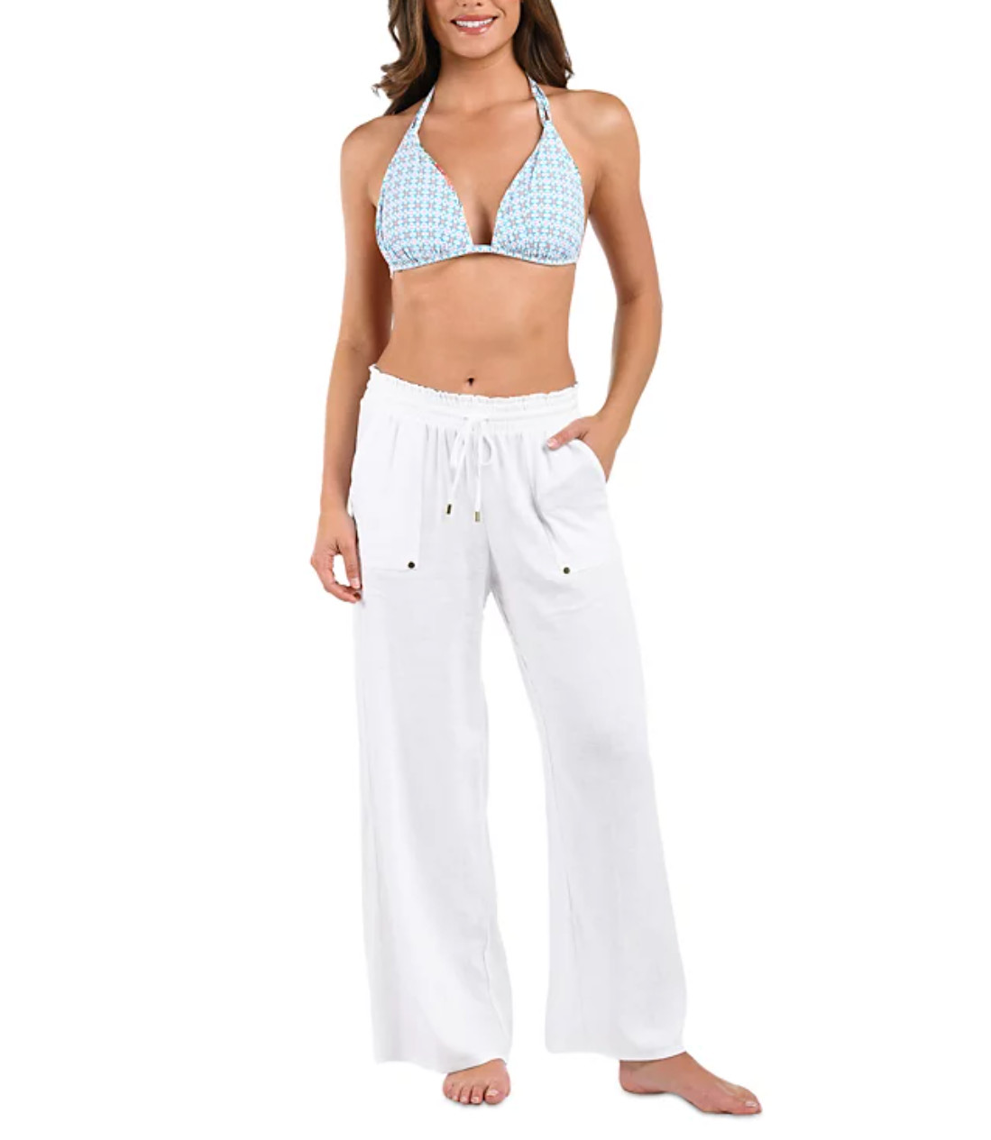 La Blanca Women’s Delphine Beach Cover up Pants White Size M 21284