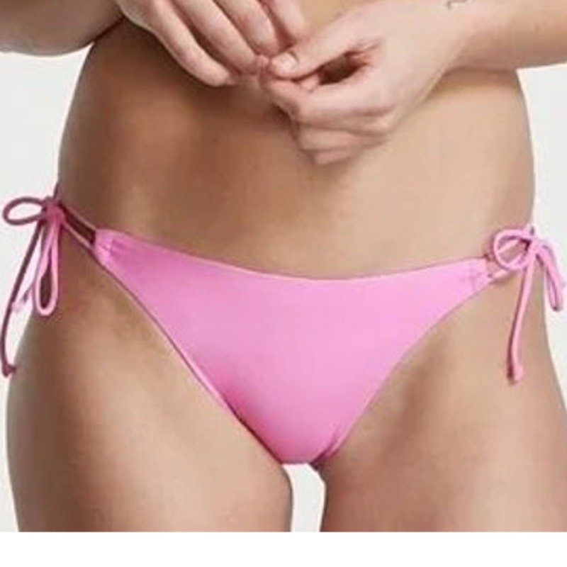 Tie‑Side Bikini Bottoms, Pink, XL (8-10) 32-34″W – 82/18 Nylon/Spandex NWOT