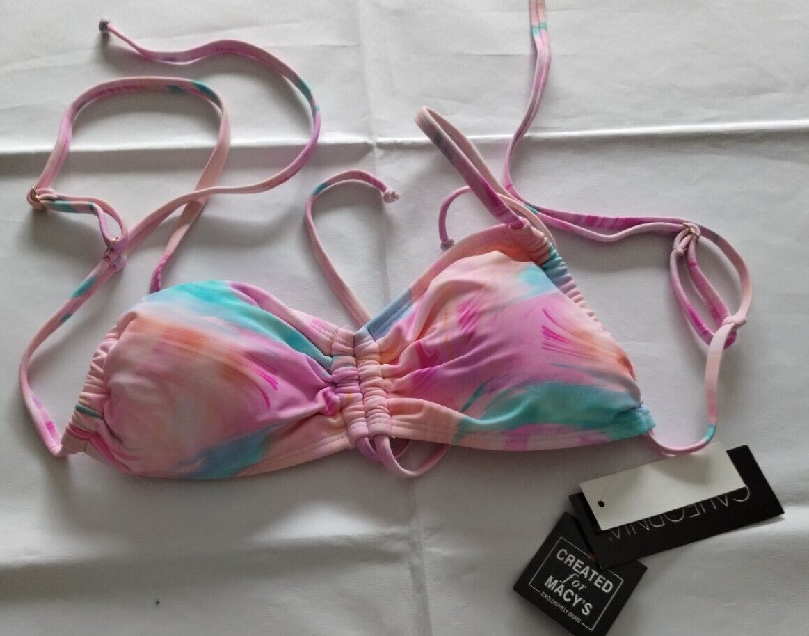 California Waves Multi Pink Draw String Bandeau Size M
