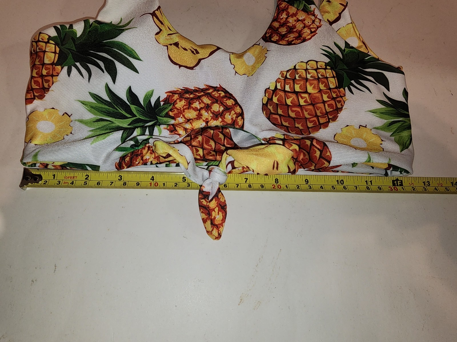Bikini Top Pineapple Pattern Sports Bra Style Padded Womens Small