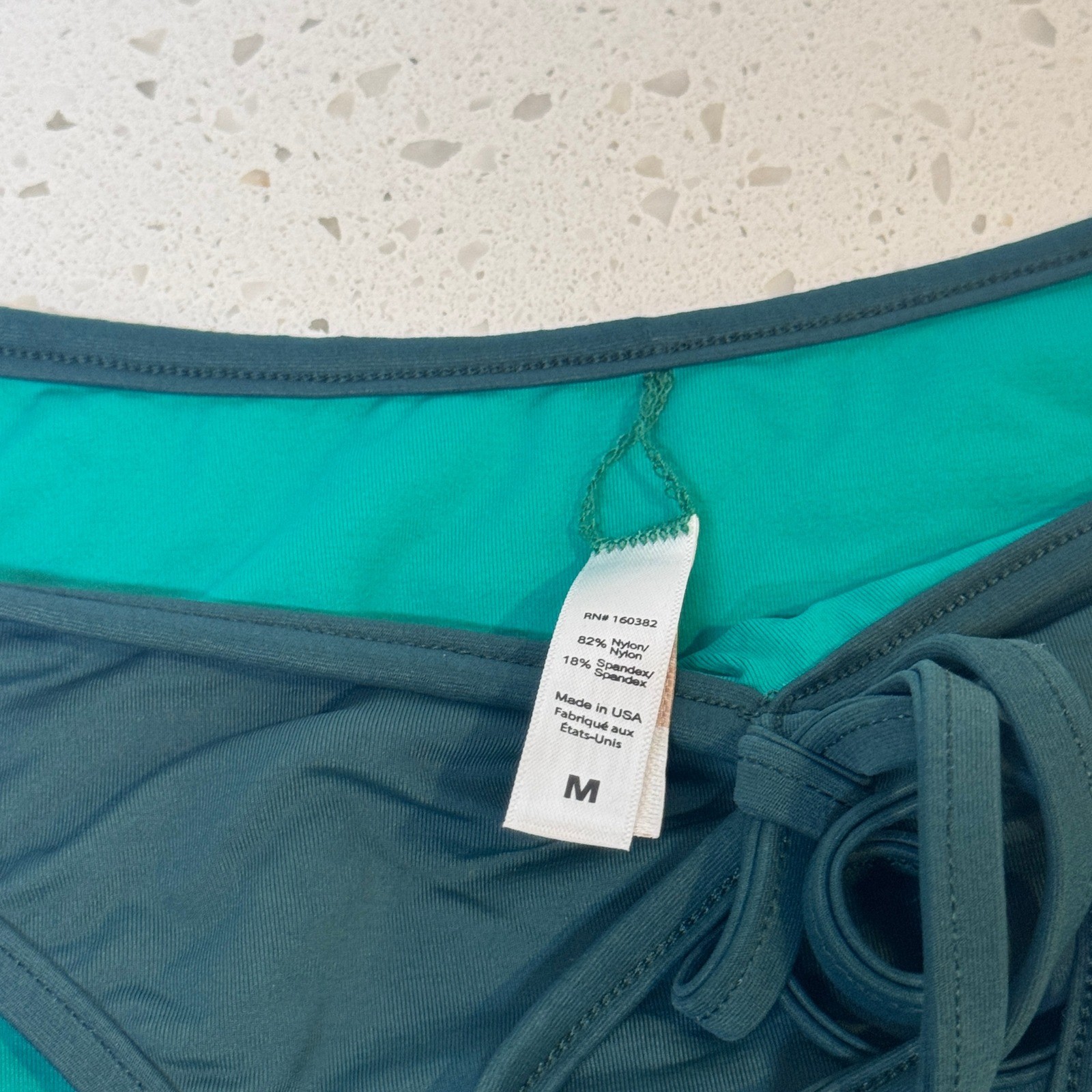 KYA Swim Womens Dark Teal Tie Front Bikini Bottoms Size Medium M Made in USA
