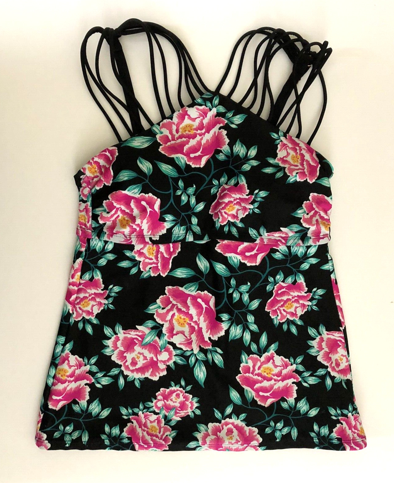 Time & Tru Women’s Floral Tankini Swim Top Size S, Lined Tummy Control