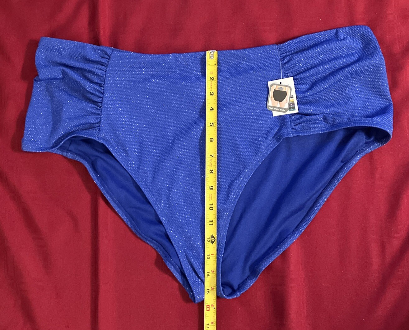 NWT~TIME & TRU~HIGH WAIST~BIKINI BOTTOM~BLUE WITH SPARKLE~Sz 3X (24W-26W)