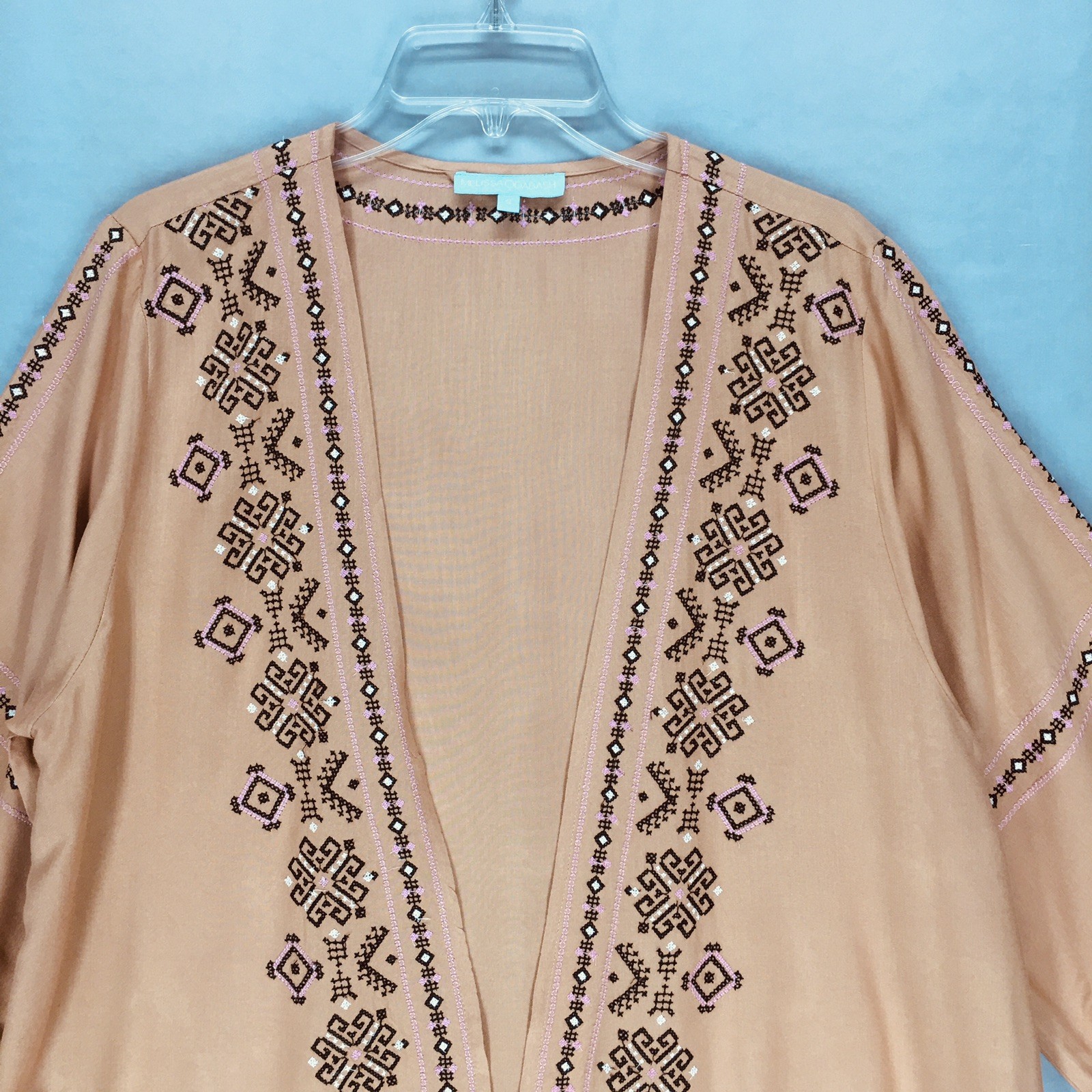 MELISSA ODABASH Coverup Size S Kaftan Cardigan Embroidered Lightweight