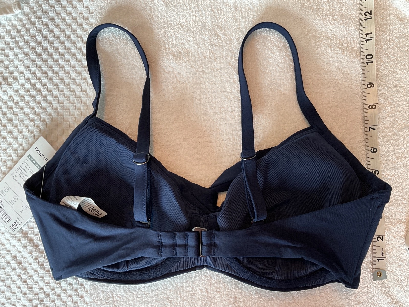 Athleta NWT 36D/DD DRESS BLUE Twist Up Bikini Top 386376 Swim L M Solid