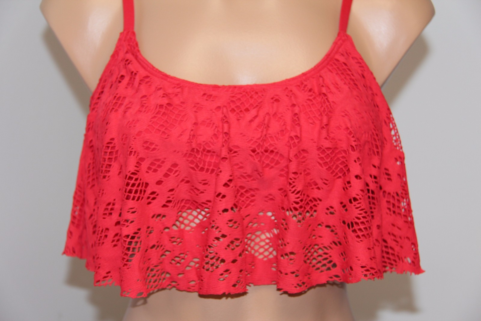 NWT Kenneth Cole Reaction Swimsuit Bikini 2pc Set Sz M Crochet Skirt LIP