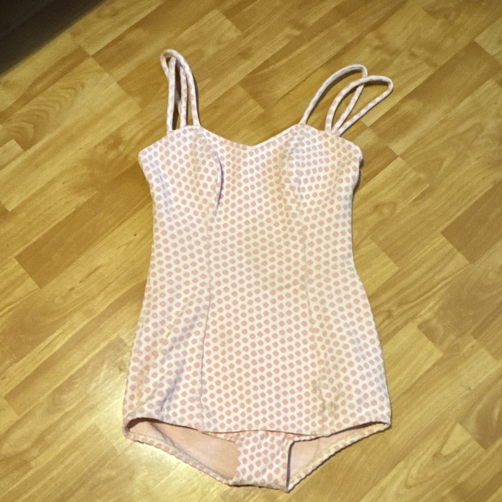 Vintage 60s 70s Jantzen pink polka dot Swimsuit mod retro pinup