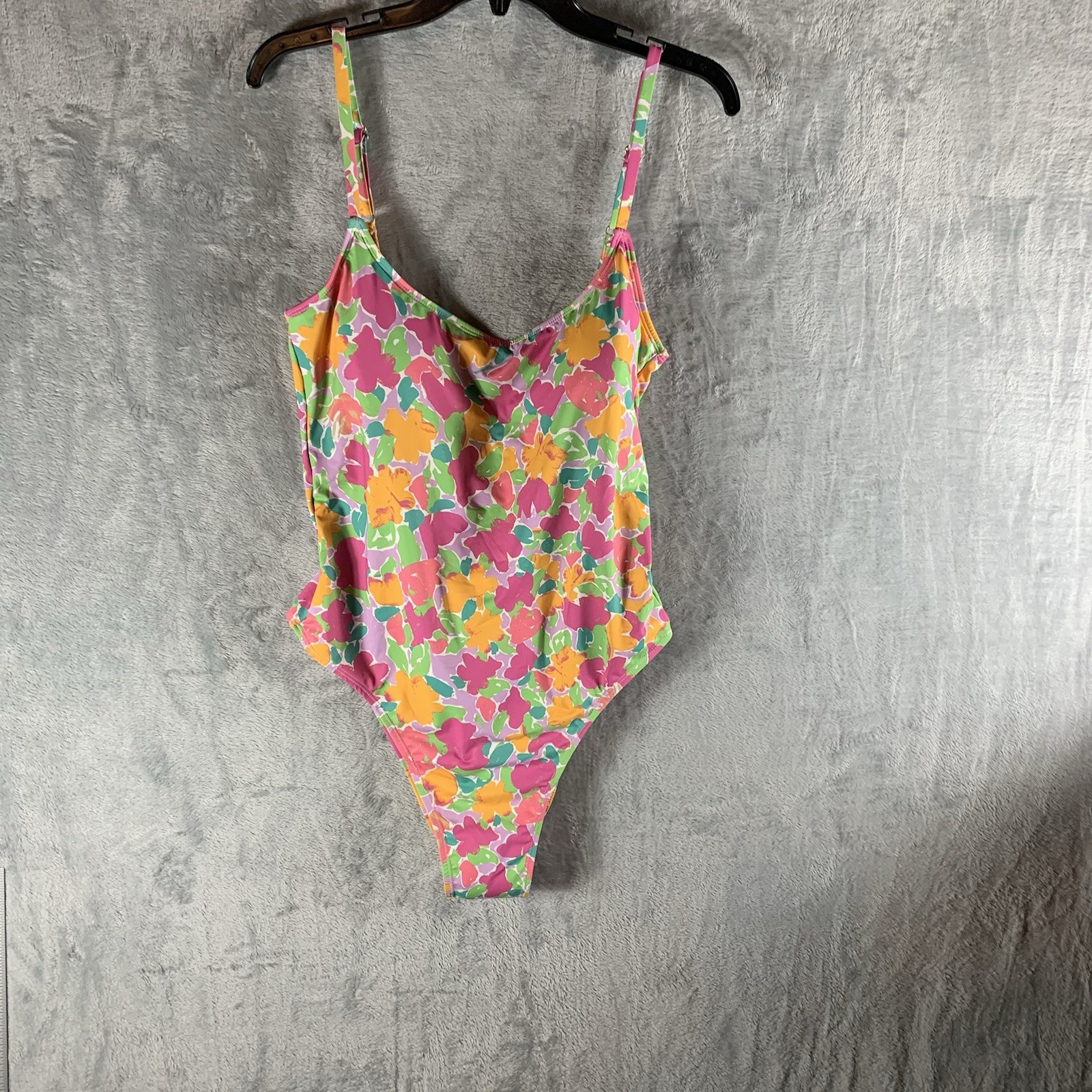 Cotton On Body Women’s Swimsuit XL One Piece Thin Strap Low Scoop Cheeky Floral