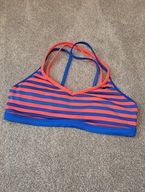 Nike Womens Blue And Red Striped Bikini Swim Top Size Medium