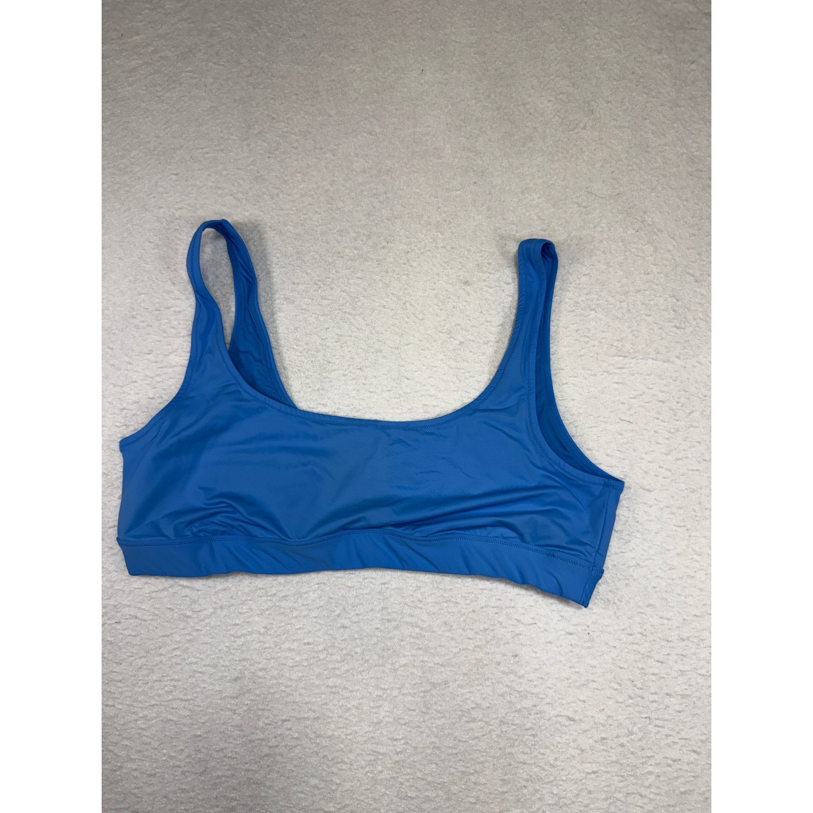 SKIMS Swim Scoop Neck Bikini Top Blue Recycled Nylon Size 3X