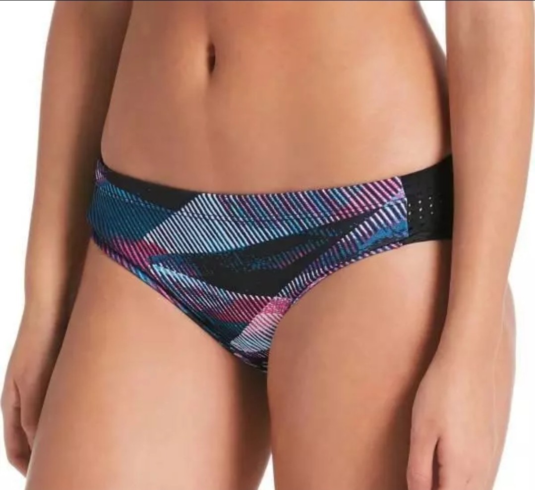 Nike Line Up Mesh Sides Hipster Bikini Swim Bottom, Pink/Blue, Size L