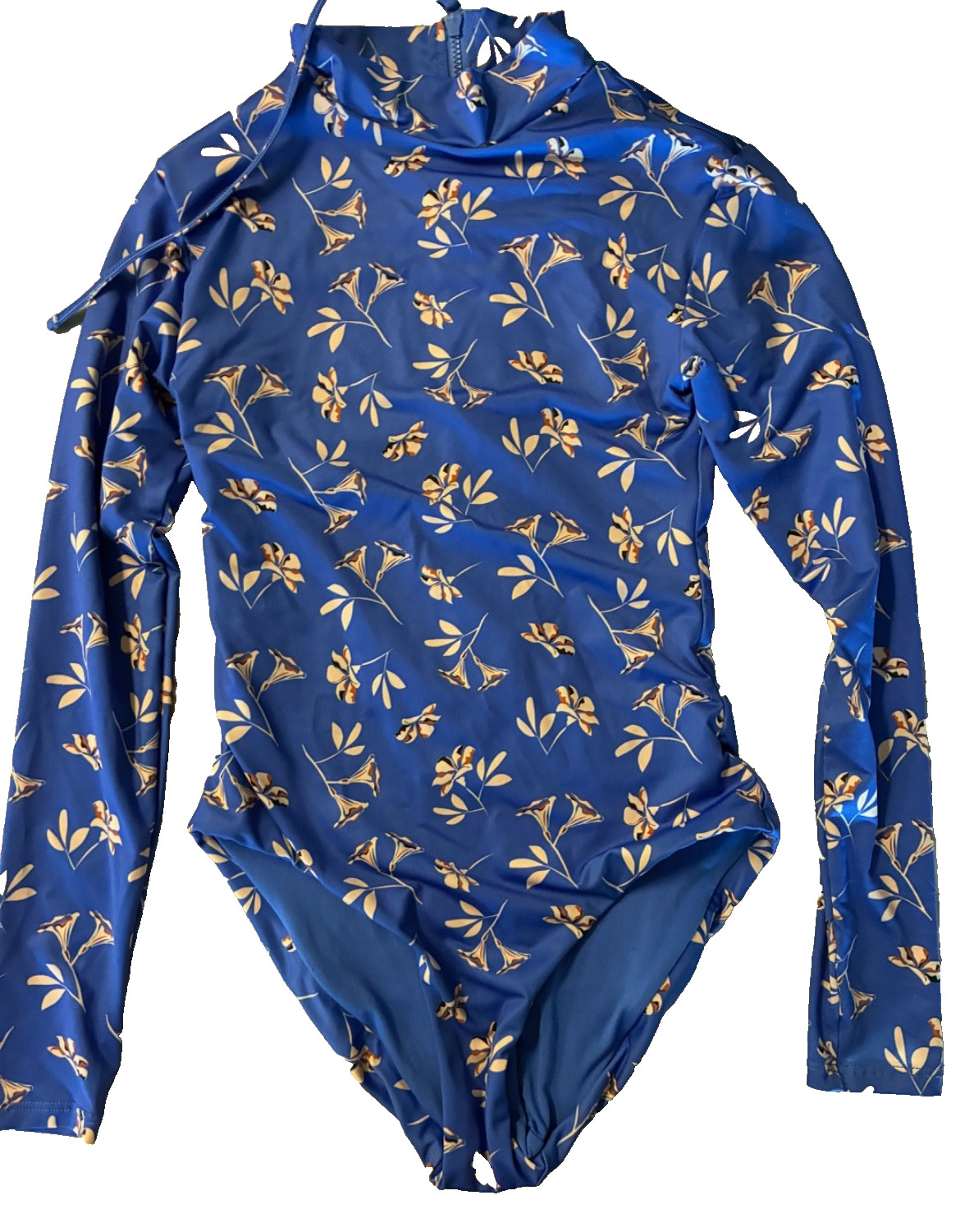 Patagonia Long Sleeve Swell Seeker One-Piece Swim Size XS Blue Floral Back Zip