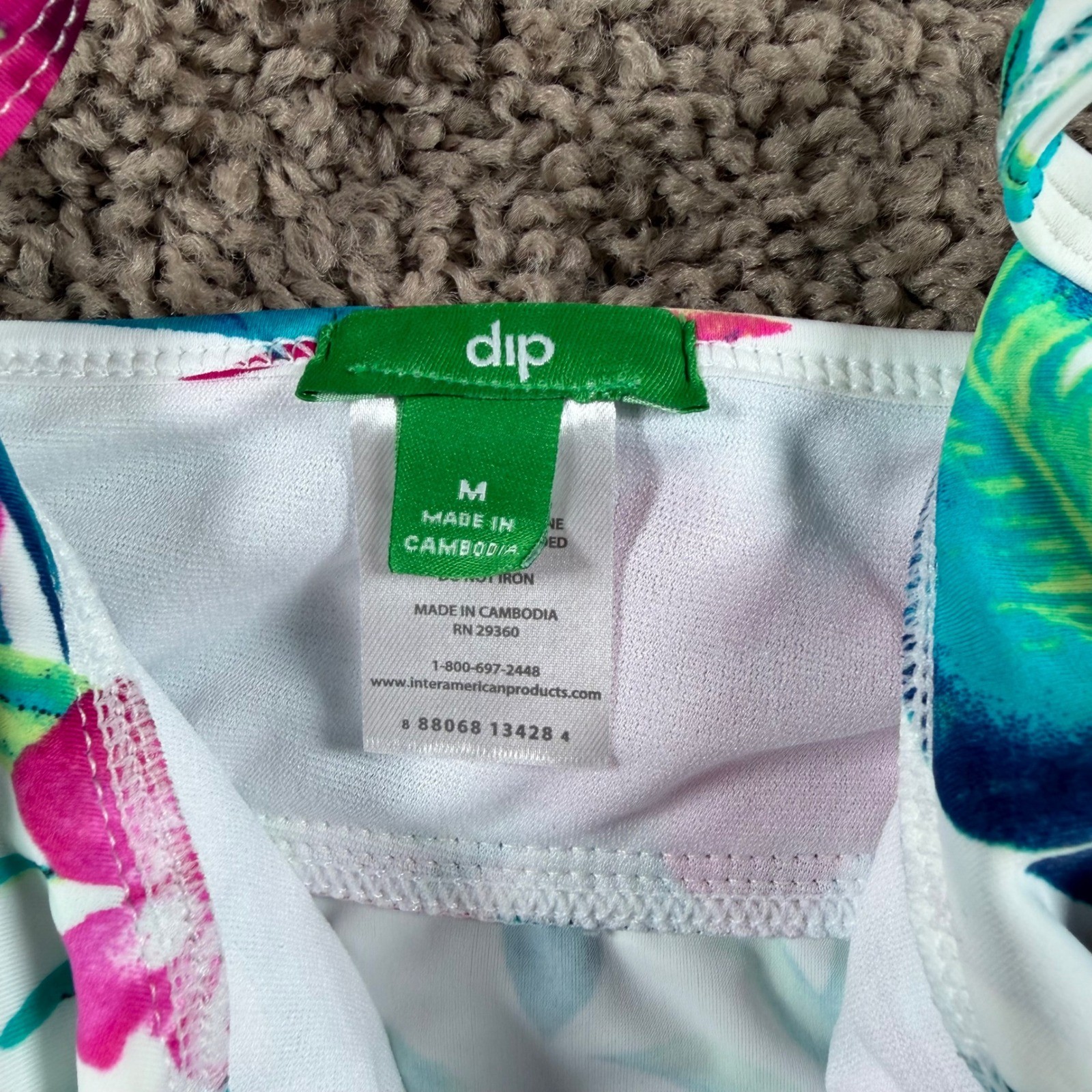 Dip Riviera NWT Swim Tankini Top Tropical Floral Ruffle Medium resortwear beach
