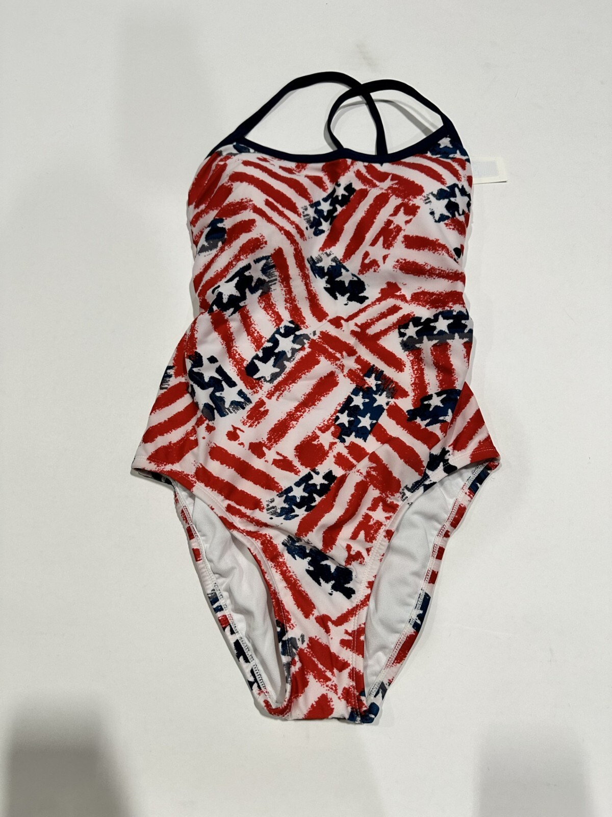 Women’s Scoop Back One Piece Swimsuit – Red/White/Blue XS, Multicolored