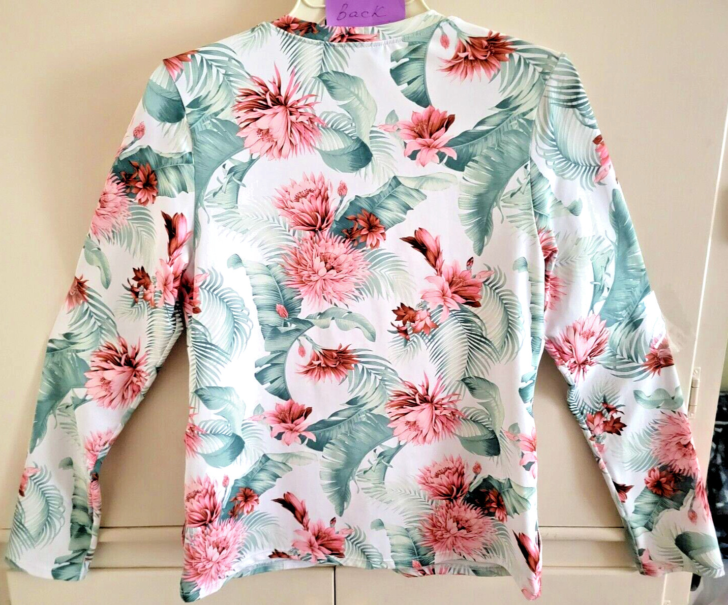 TOMMY BAHAMA full-zip LS rash guard Breezy Botanical White women sz MEDIUM NWOT