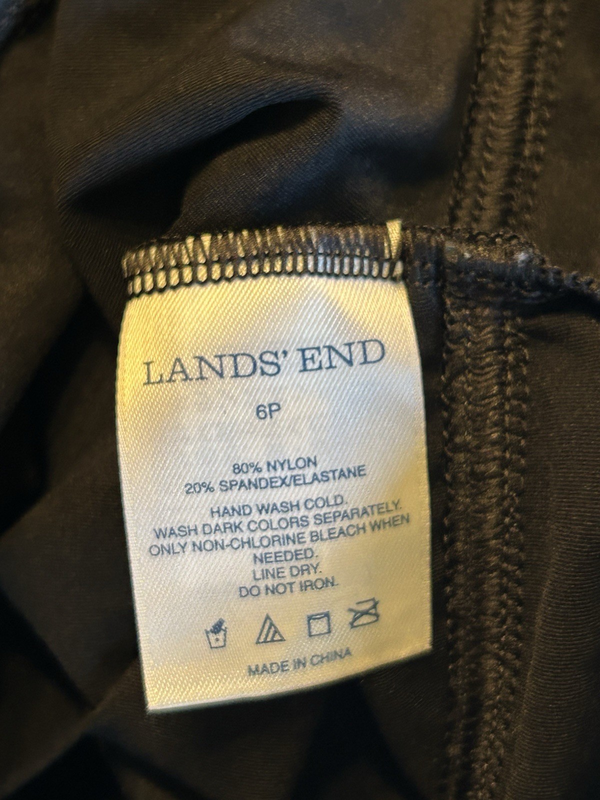 Lands End Black Tankini Swim Halter Top Underwire Size 6P